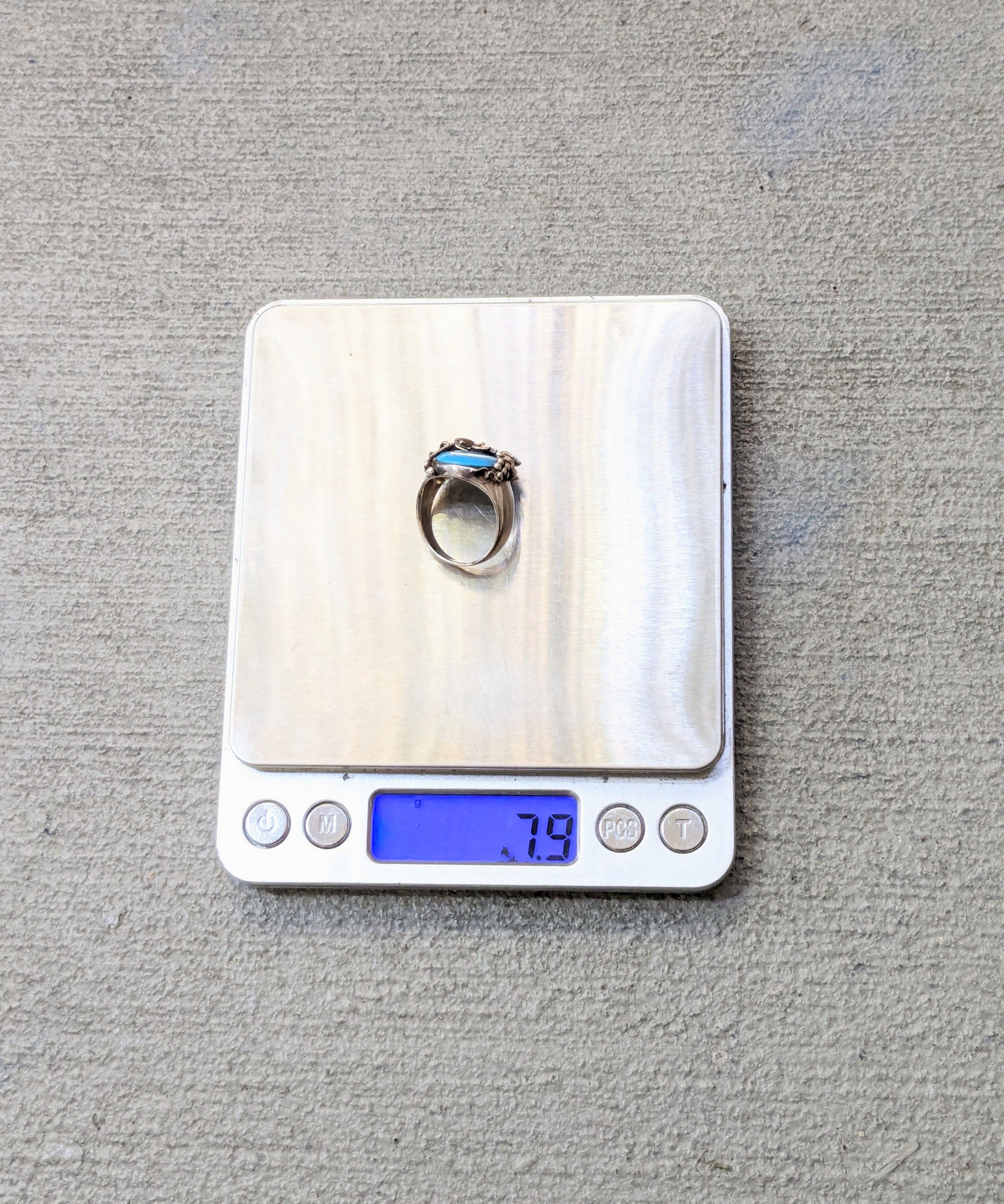 Jewelry Vintage Sterling Silver Ring 8 Faux Turquoise Leaf Modern Size ONE SIZE - 14 Thumbnail