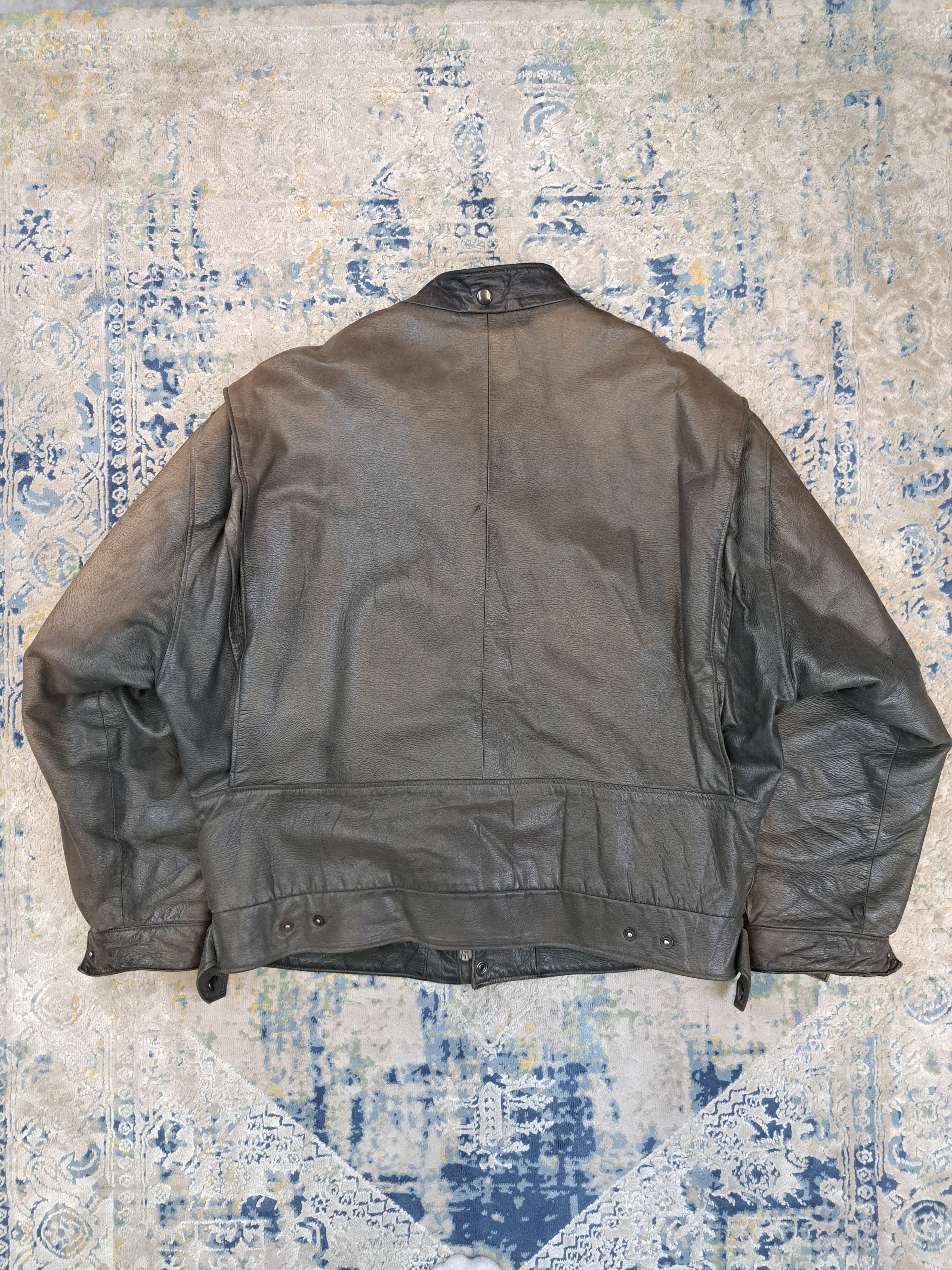 Archive Boxy Cropped Leather Jacket Faded Cafe Racer Moto