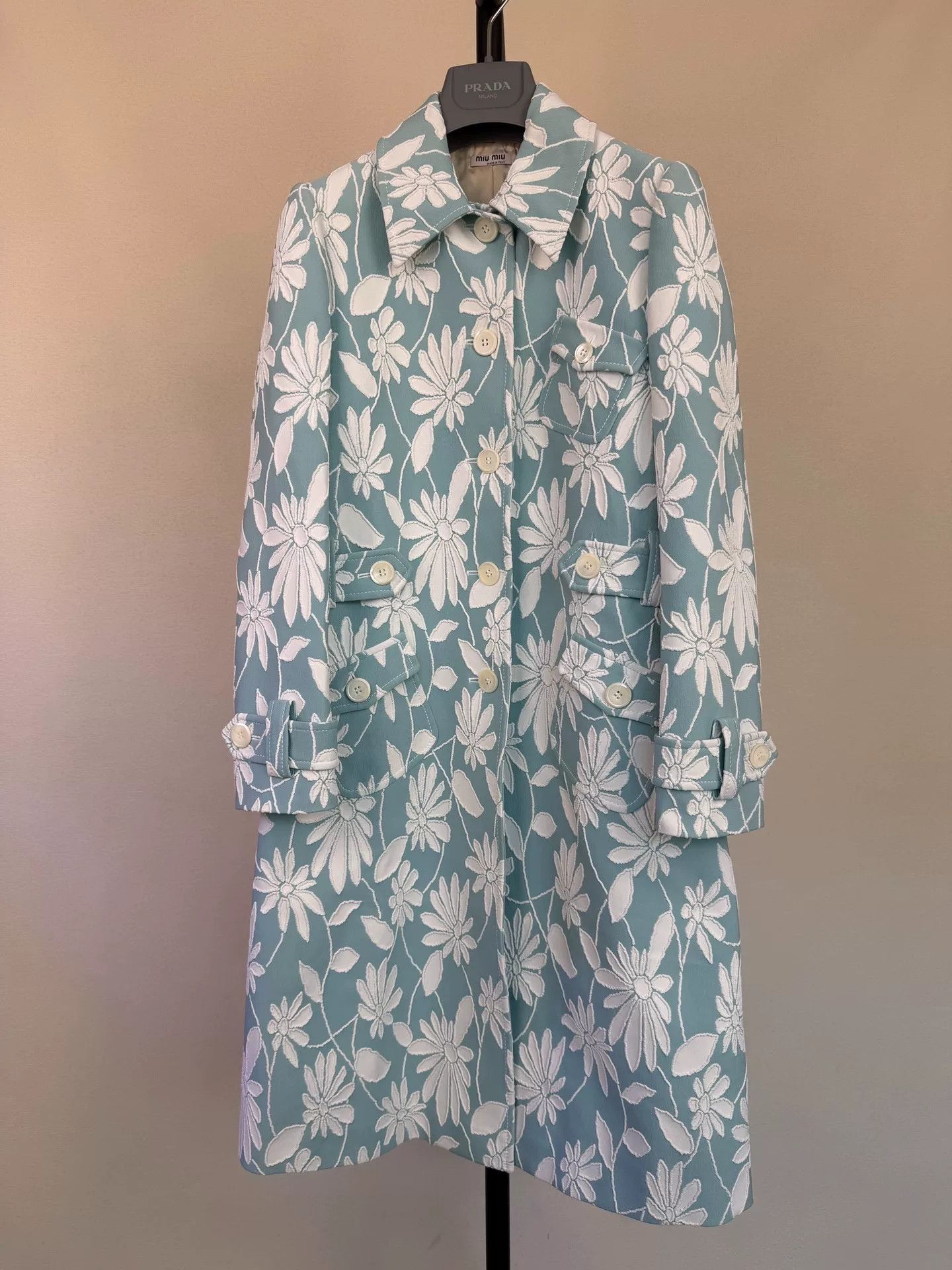 Miu Miu fresh blue floral coat by miu miu Size US S / EU 44-46 / 1 - 1 Thumbnail
