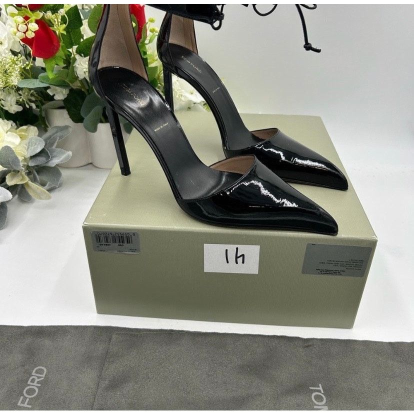 Tom Ford Tom Ford Black Patent Leather ankle tie 105mm pumps size 41 Size US 11 / IT 41 - 1 Thumbnail