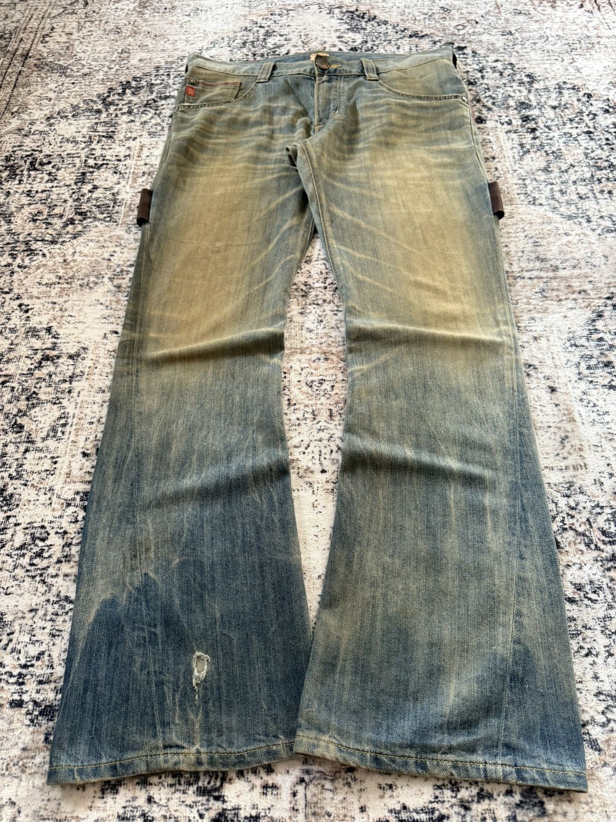 Le Grande Bleu (L.G.B.) Edwin Tokyo Mud Wash Distressed Flared Jeans Size US 36 / EU 52 - 1 Thumbnail