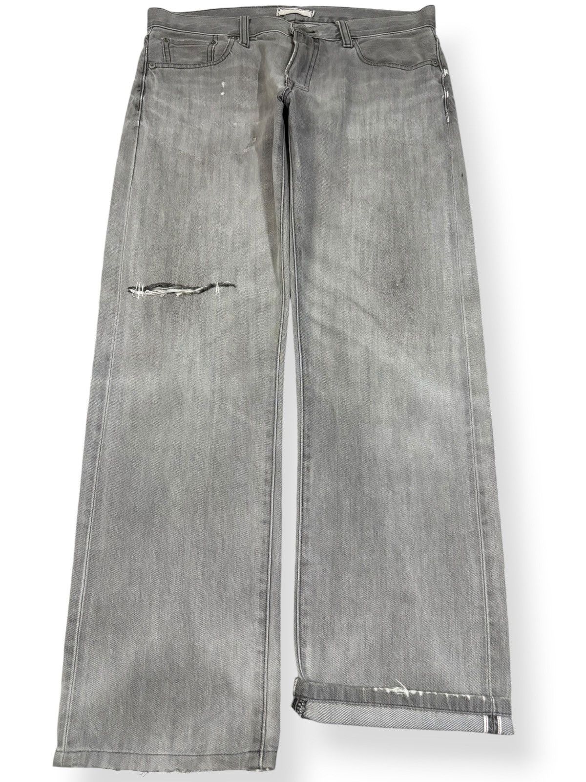 Undercover × Uniqlo Vintage Y2K Uniqlo Selvedge Grey Faded Distressed Jeans Size US 33 - 1 Thumbnail