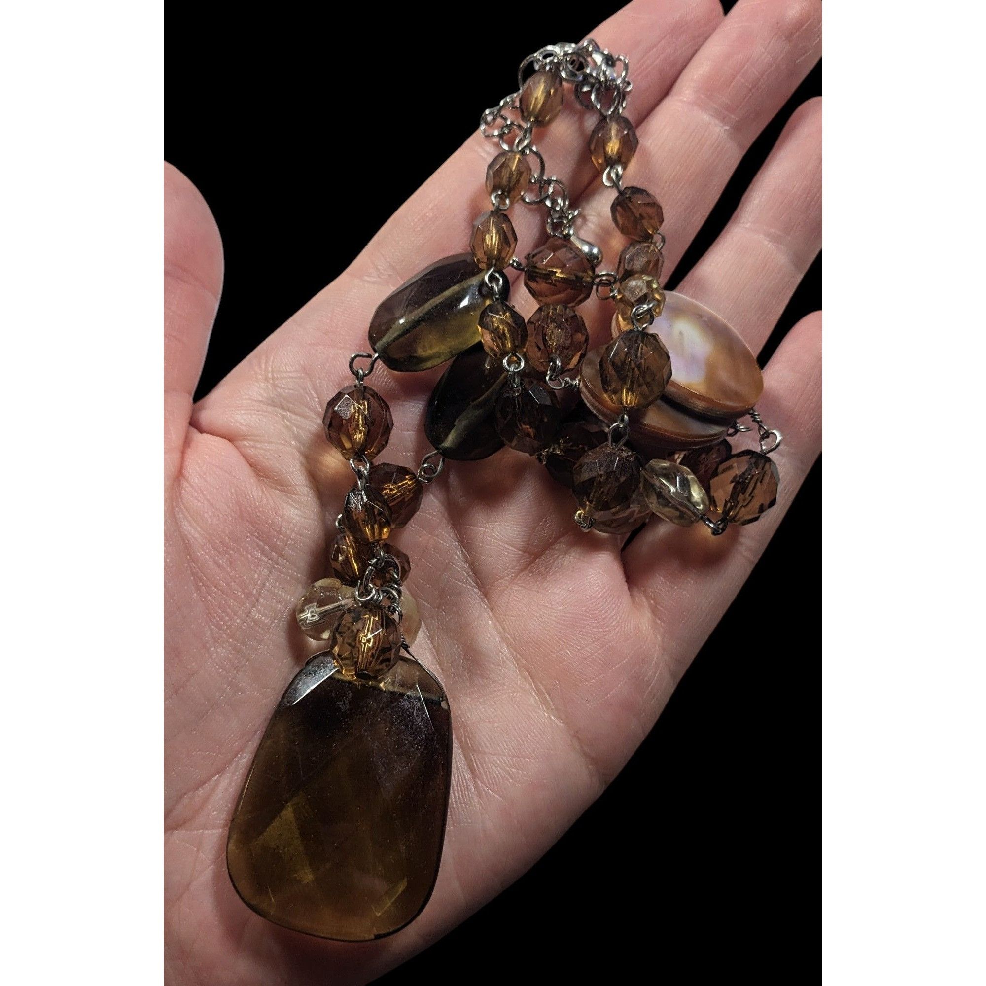 Other Retro Beaded Earth Tone Glass And Shell Necklace Size ONE SIZE - 4 Thumbnail