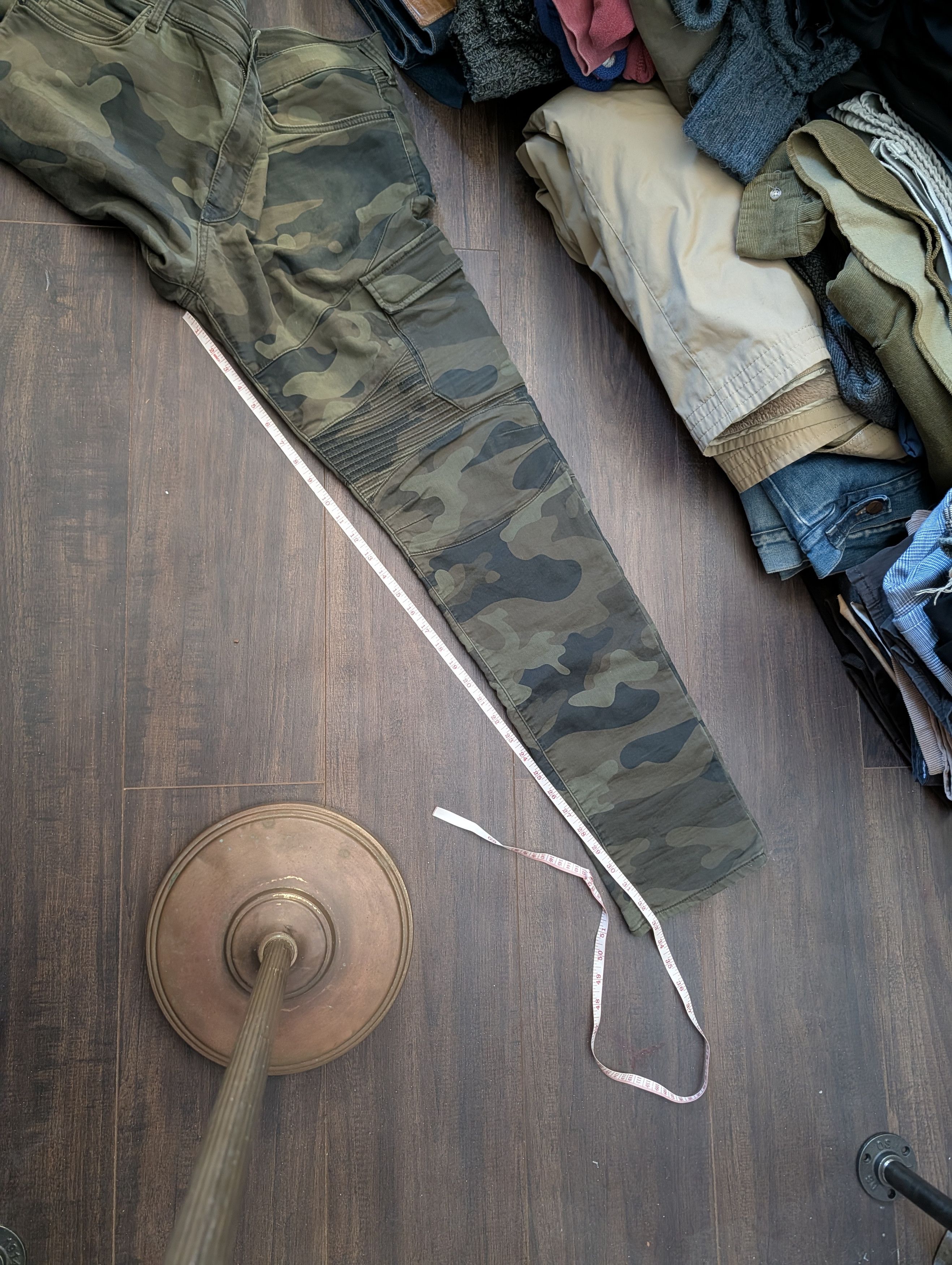 Camo cargo pocket ribbed moto jeans pants Rocco