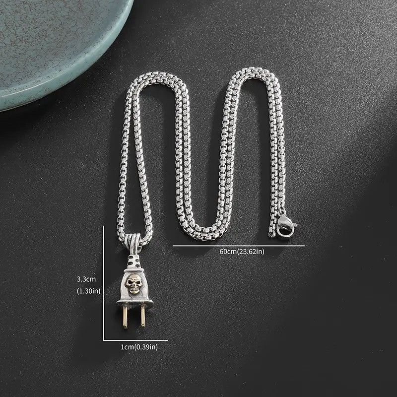Jewelry × Vintage Skull Pendant Trendy Rock Sweater Chain Pendant Size ONE SIZE - 6 Thumbnail