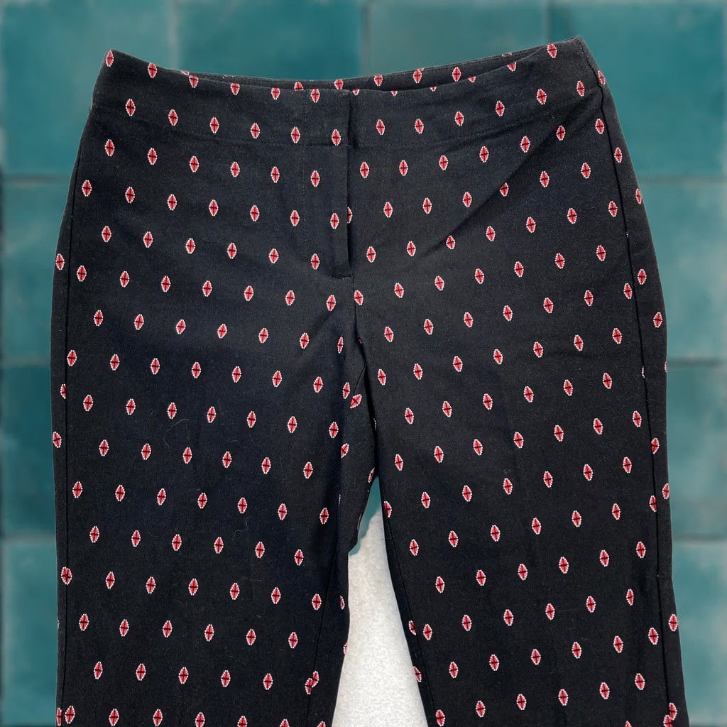 J. Jill J. Jill Premium Bistretch Printed Crop Pants Women's 2P Black Career Office NWT Size 26" / US 2 / IT 38 - 1 Thumbnail