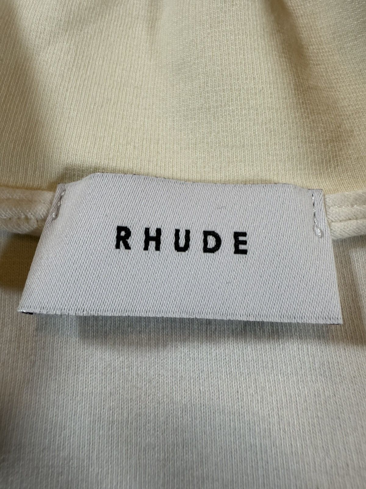 Rhude Rhude Off White Logo Cream Oversized Quarter Zip S/S T-Shirt Size US L / EU 52-54 / 3 - 4 Thumbnail