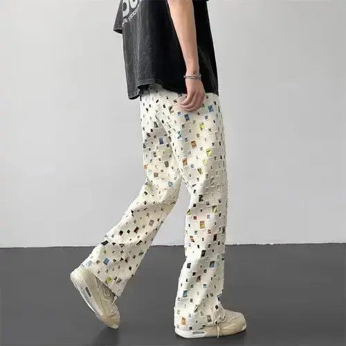 VIBE Men Loose Straight Elastic Waist Pants Retro Size US 32 / EU 48 - 4 Thumbnail