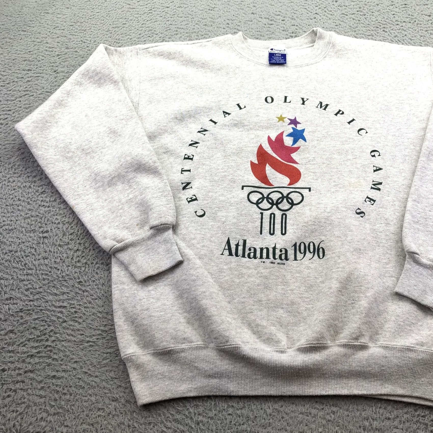 Vintage Champion Sweatshirt Mens Large Gray Crewneck Atlanta 1996, Men's — image 2 of 6
