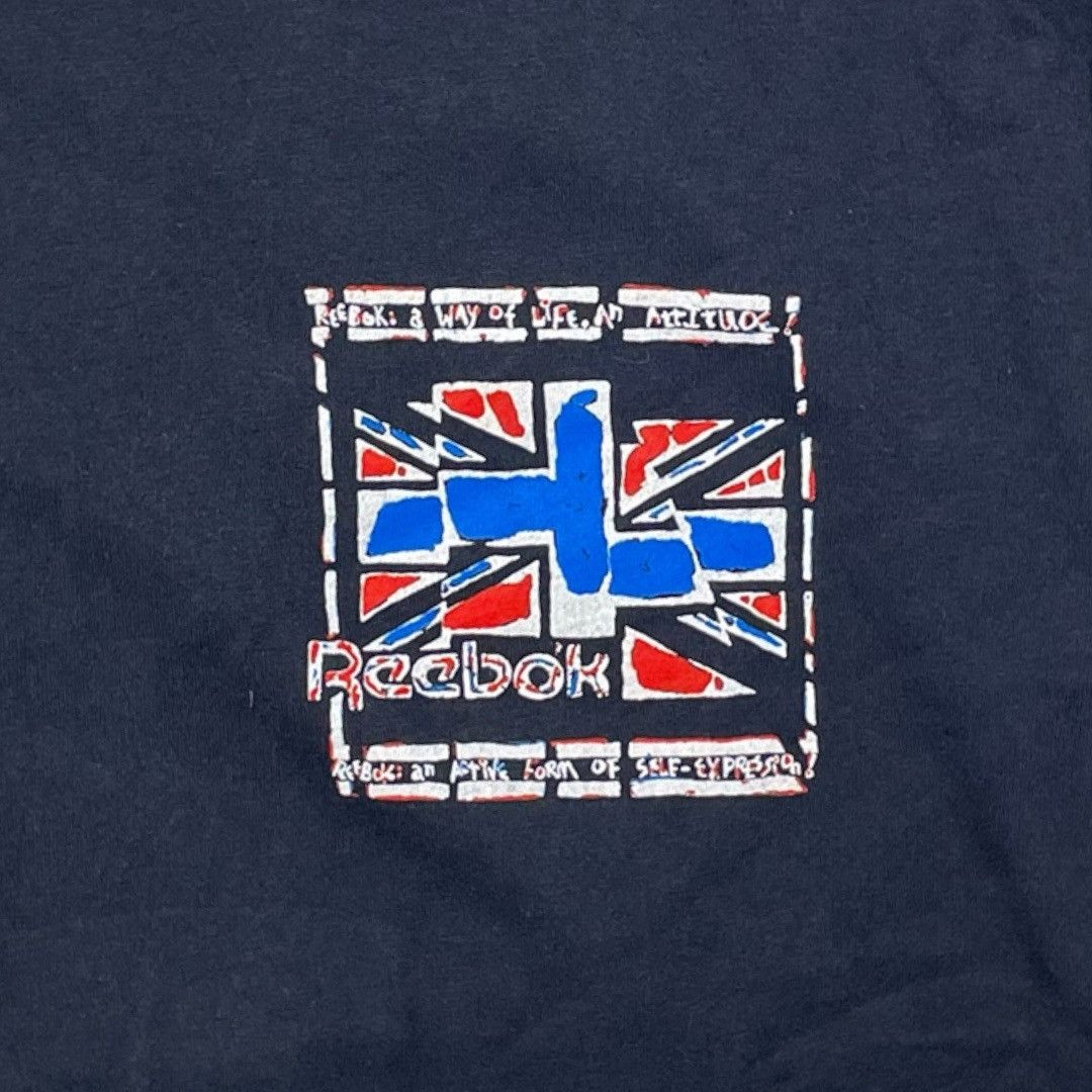 Reebok Vintage 90s Reebok T-Shirt Navy Blue UK Flag Graphic Retro Size US L / EU 52-54 / 3 - 4 Thumbnail