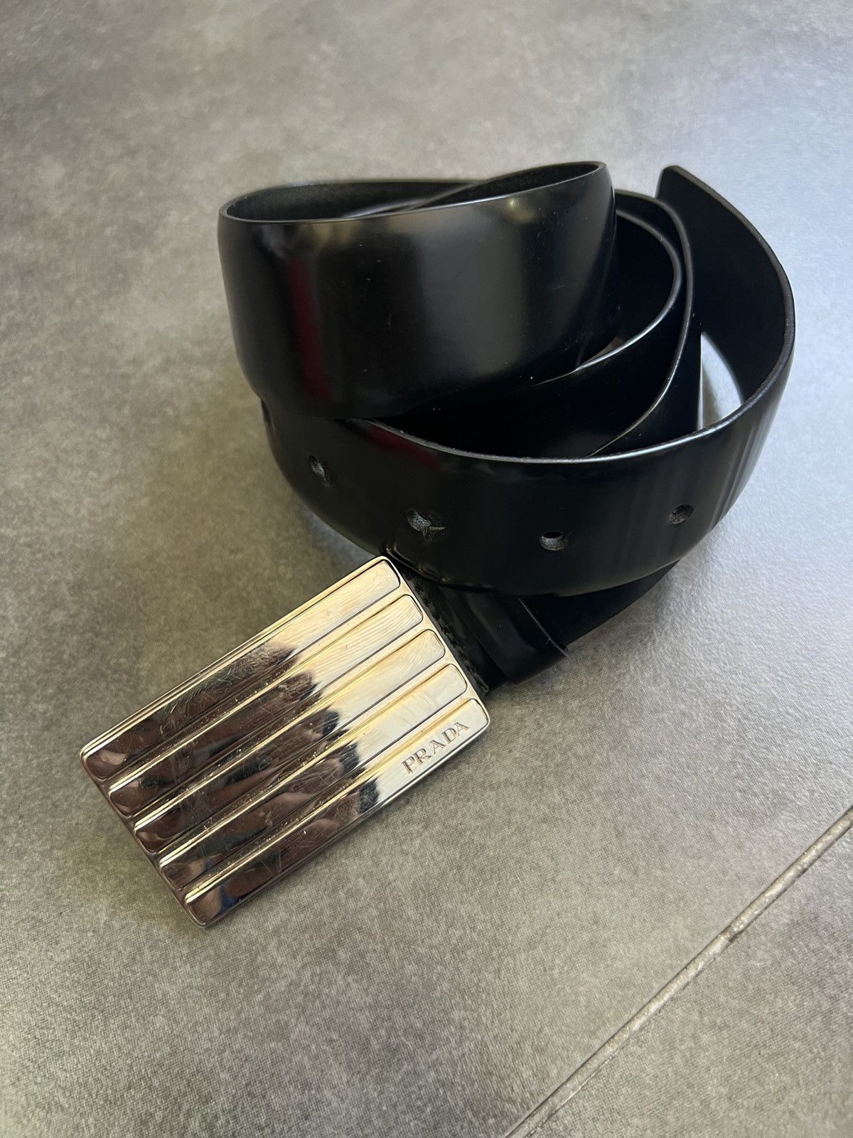 Prada Prada Vintage 00s Miu Miu Leather Logo Metal Buckle Y2K Belt Size ONE SIZE - 1 Thumbnail