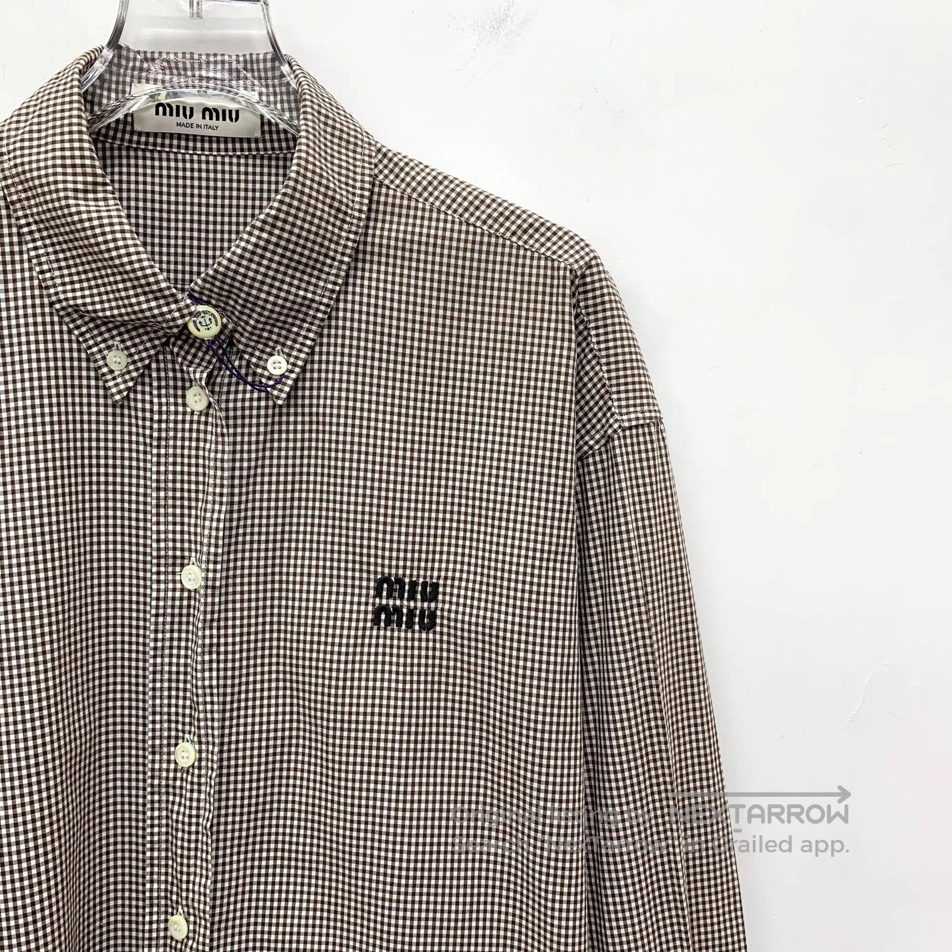 Miu Miu Miu Miu Caramel checkered logo letter embroidery cotton la Size S / US 4 / IT 40 - 3 Thumbnail