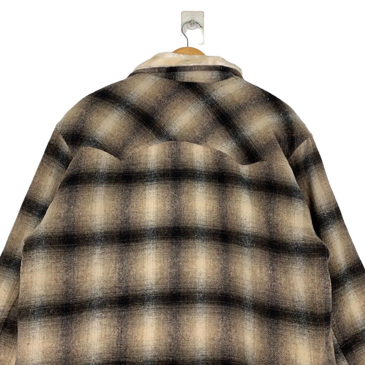 Japanese Brand JUNGLE STORM Shadow Plaid Sherpa Wool Jacket #1053-C47 Size US L / EU 52-54 / 3 - 8 Thumbnail