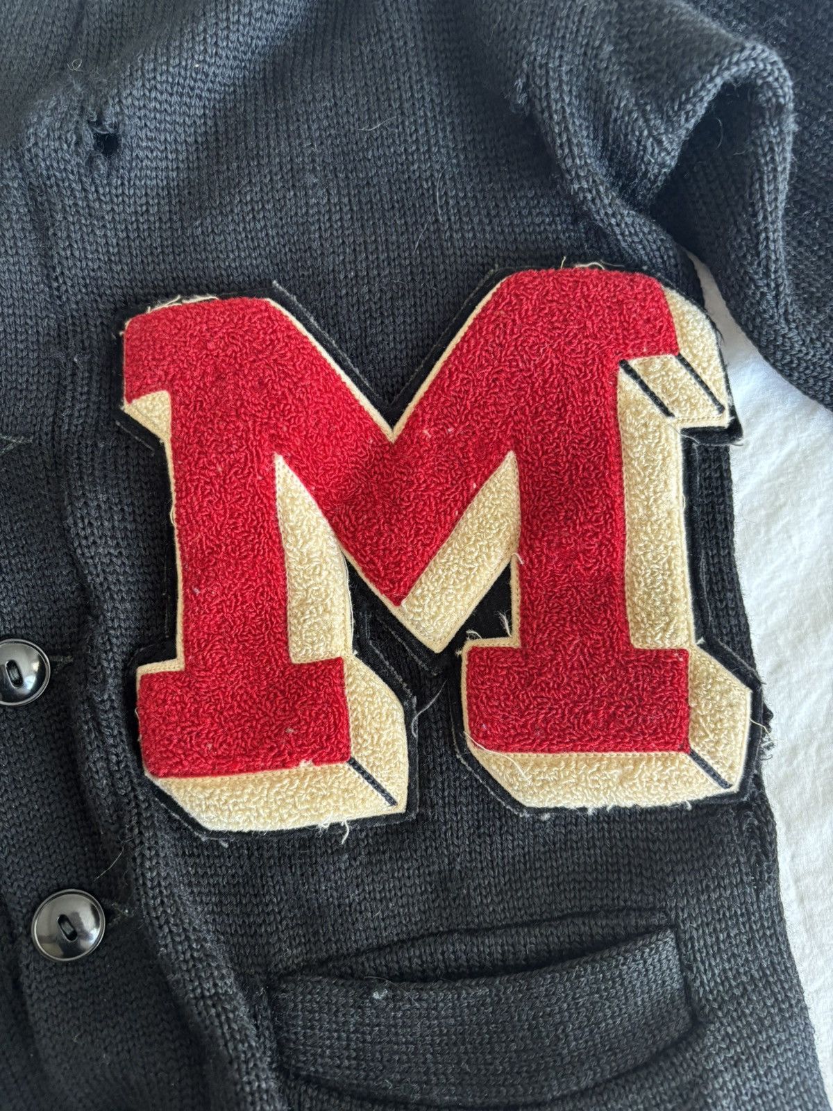 Vintage Distressed Wool Letterman Cardigan Size US XS / EU 42 / 0 - 3 Thumbnail
