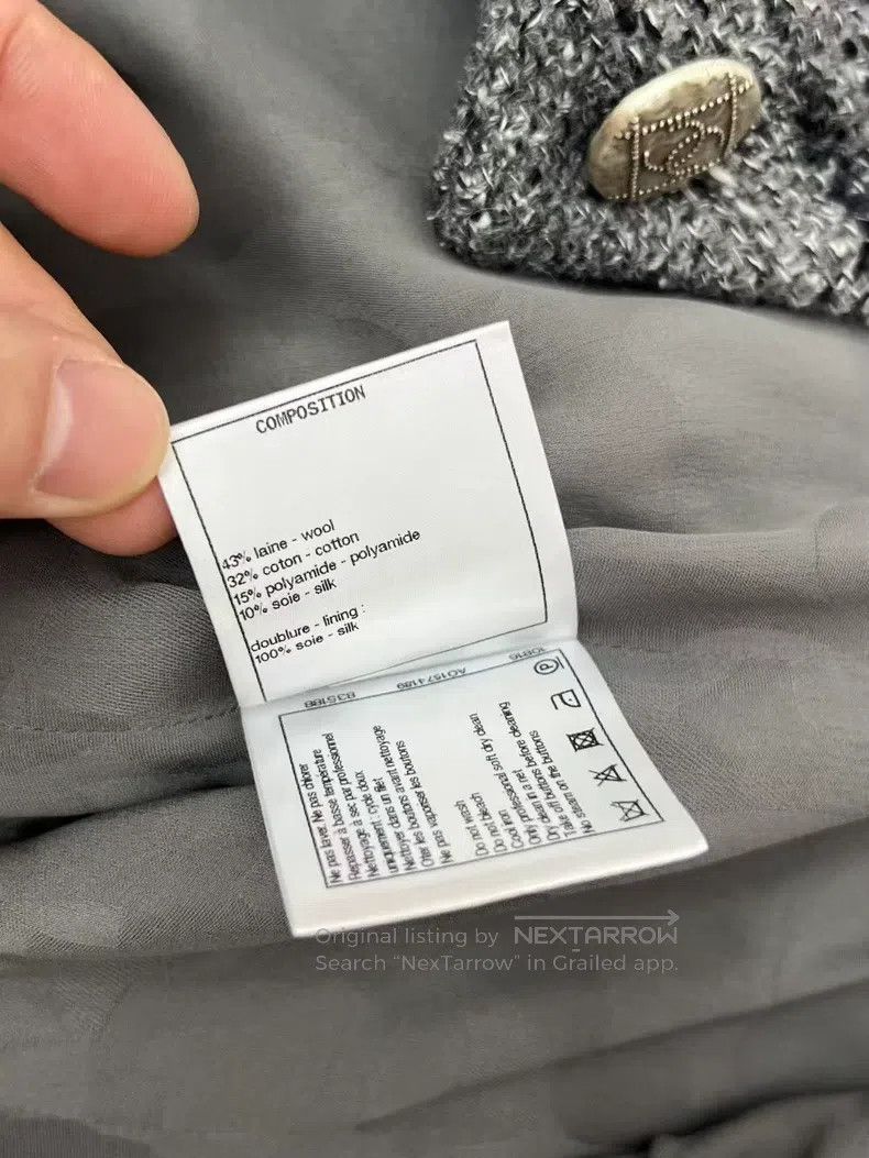 Chanel Chanel Grey tweed ruffle coat Size S / US 4 / IT 40 - 8 Thumbnail
