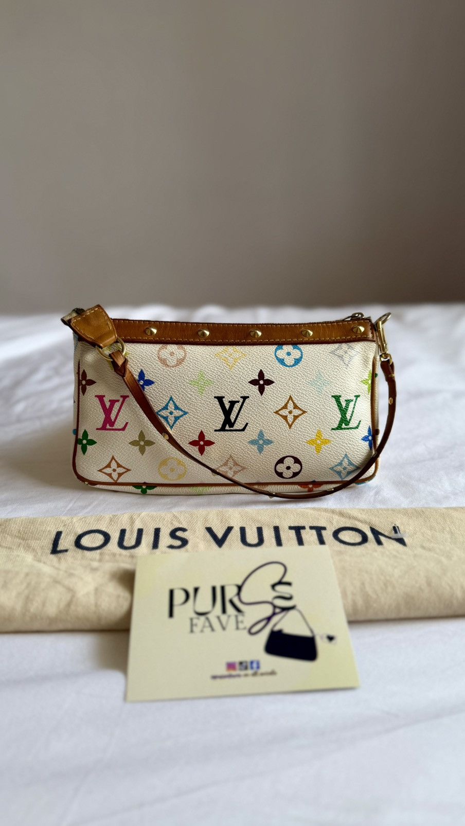 Louis Vuitton × Takashi Murakami Louis Vuitton Takashi Murakami White Multicolor Pochette Bag Size ONE SIZE - 6 Thumbnail