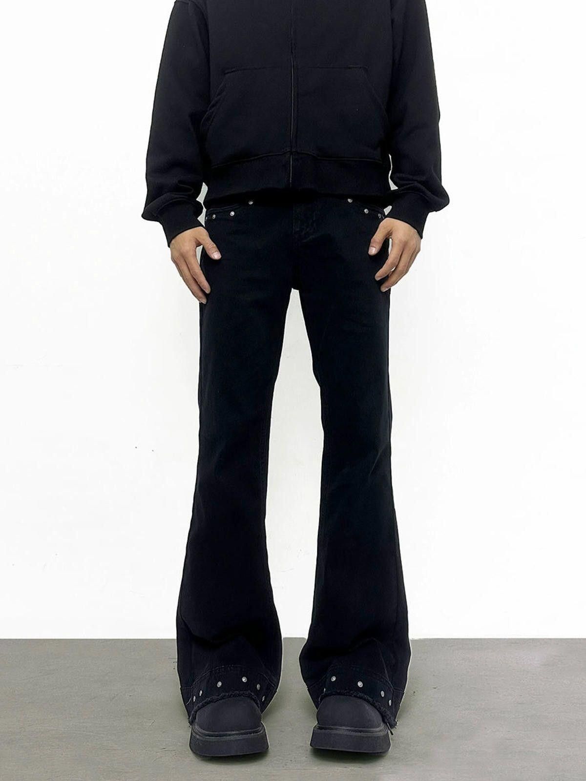 Jean Opium Frayed Button Stud Stacked Flared Jeans Size US 32 / EU 48 - 3 Thumbnail