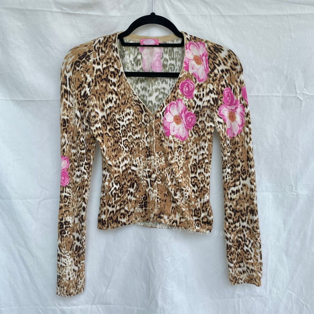 Blumarine Blumarine Leopard Floral Y2K Knit Top Size XS / US 0-2 / IT 36-38 - 1 Thumbnail