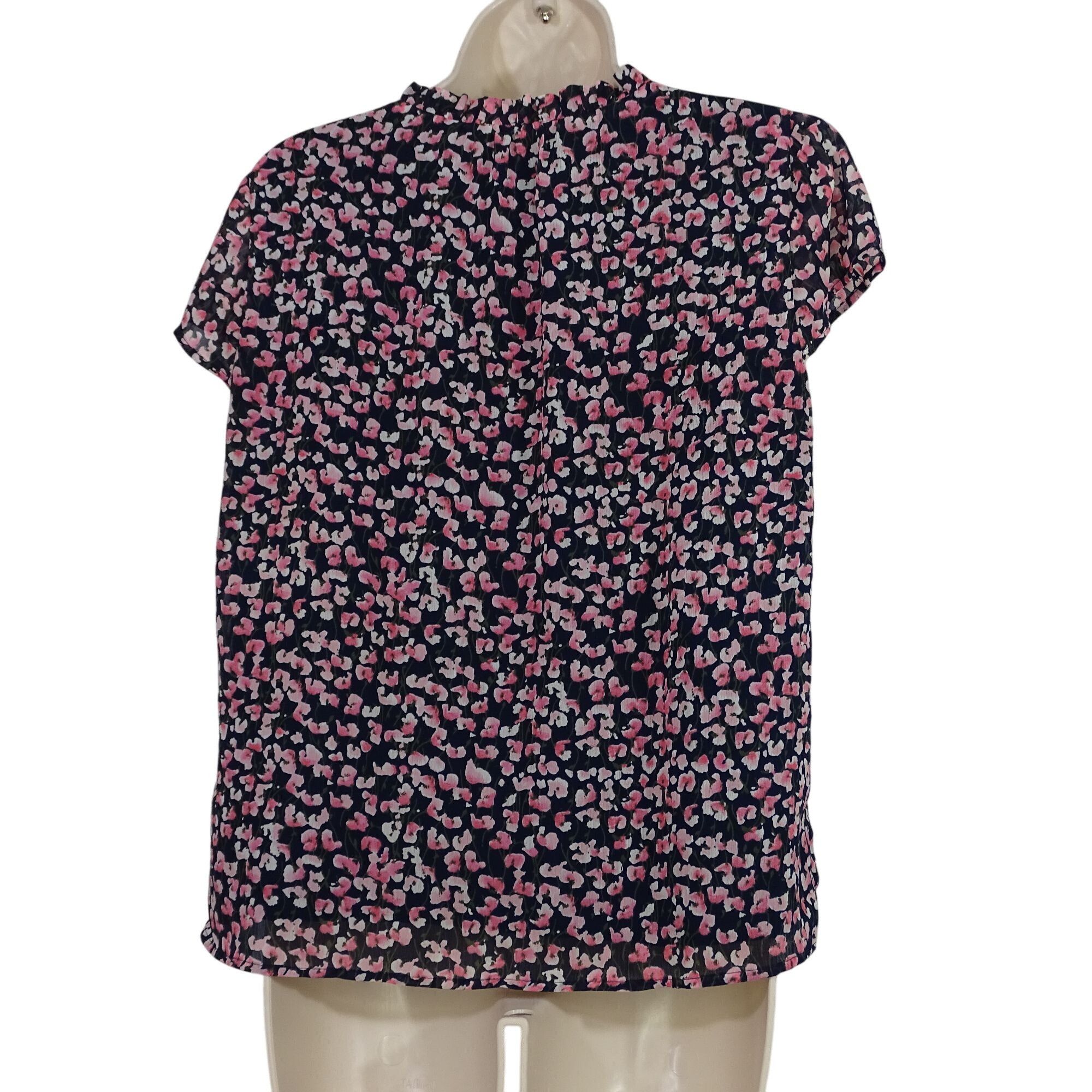 J.Crew J Crew Floral Print Cap Sleeve Blouse Women Size M Blue Pink Size M / US 6-8 / IT 42-44 - 4 Thumbnail