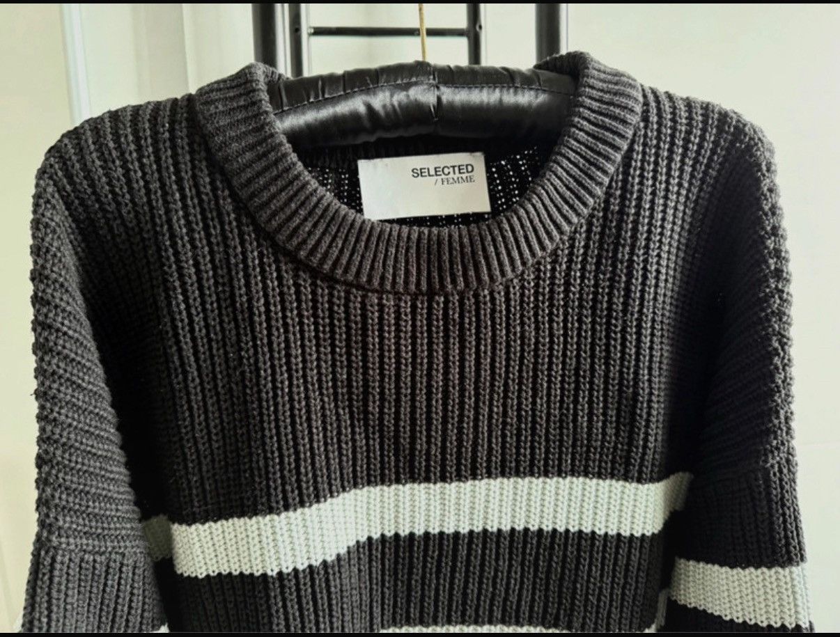Other Selected Femme Black Striped Sweater, Cotton, Oversized Size ONE SIZE - 7 Thumbnail