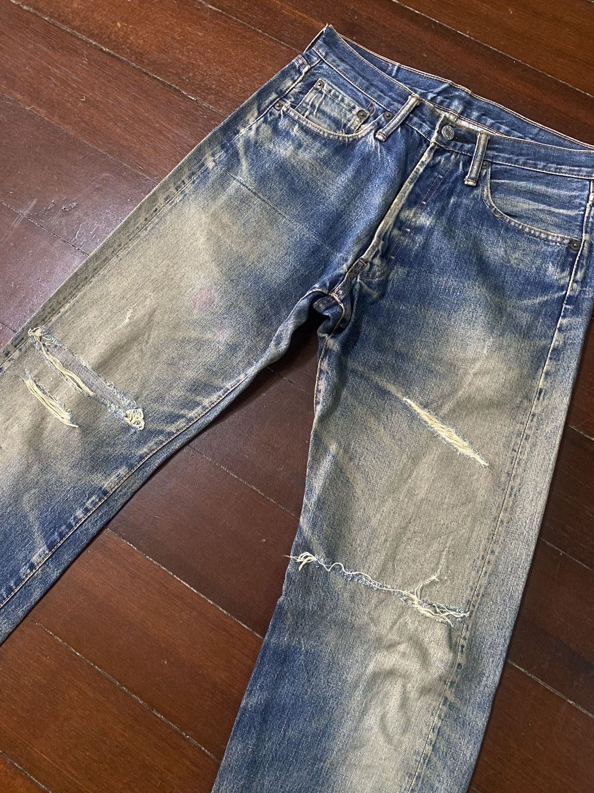 Denime Vintage denime Distress Mud wash Denim Selvedge Jeans Size US 29 - 6 Thumbnail