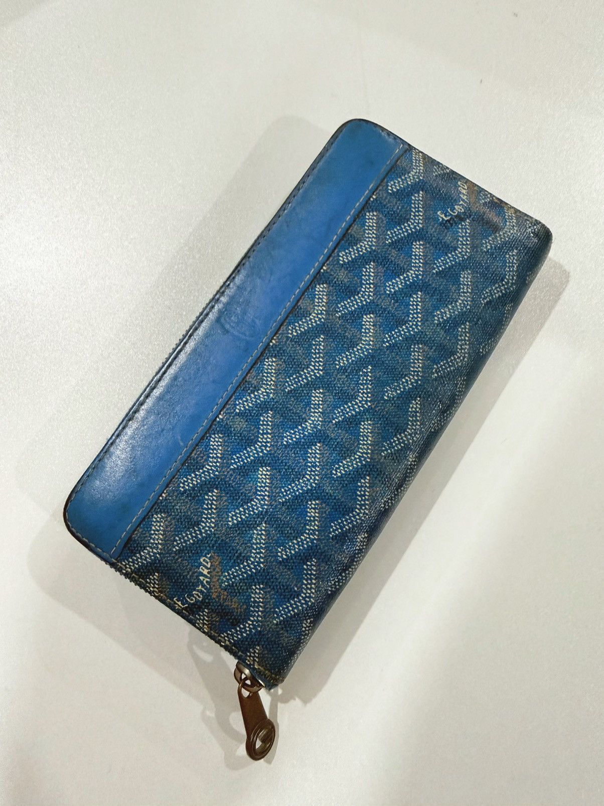 Goyard Goyard Matignon APM ZIP GM 10 Long Wallet Blue Leather Cloth Size ONE SIZE - 1 Thumbnail
