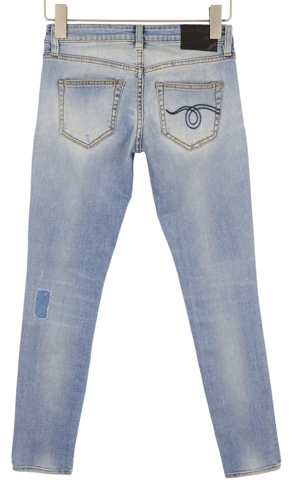R13 ALISON CROP 24 Light Destroyed Faded Patches Distress 86487 Size 24" / US 00 / IT 34 - 2 Thumbnail