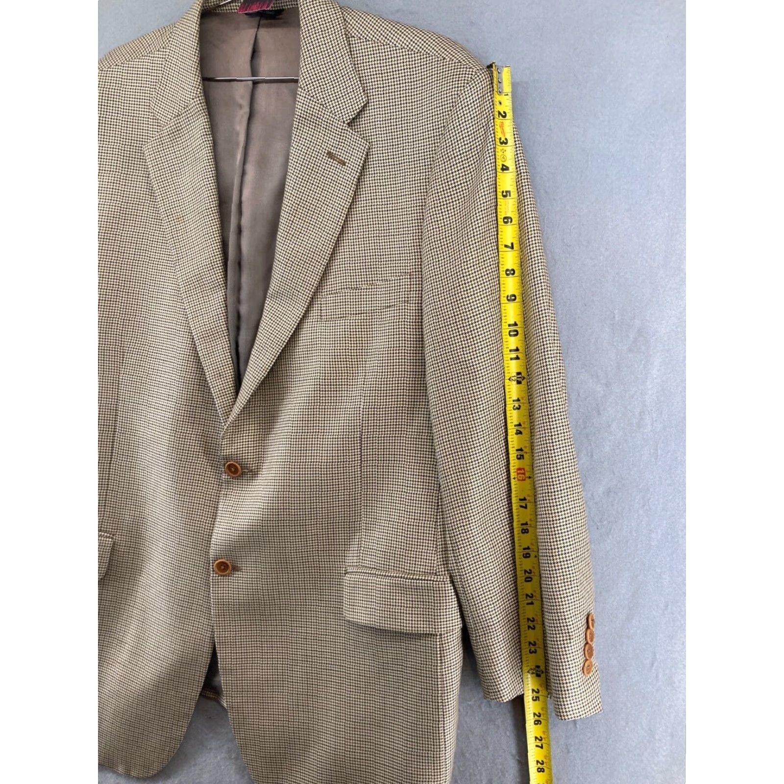 Vintage Roberto Zanieri Jacket Mens 46L Wool Blend Houndstooth Tan Italy Made Size US S / EU 44-46 / 1 - 4 Thumbnail