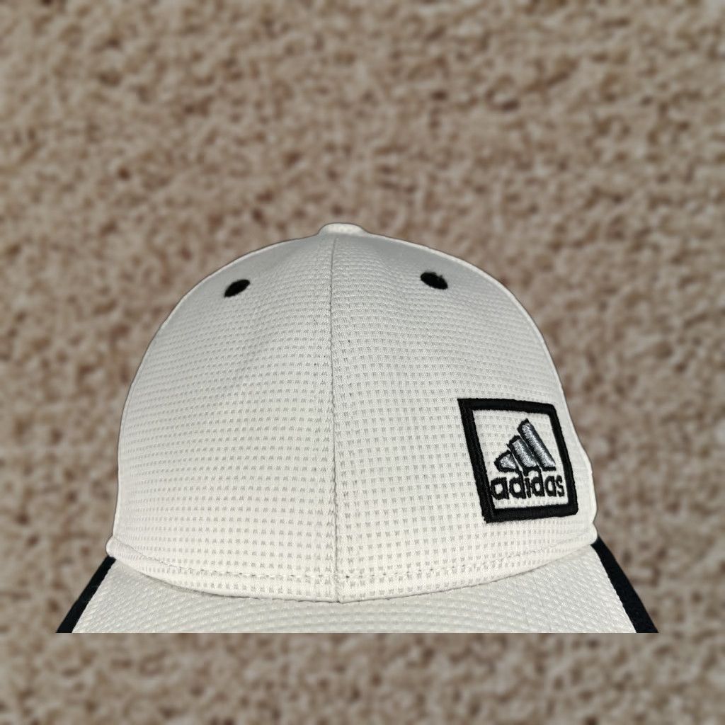 Adidas Adidas Hat Adult Medium White Cotton Polyester Blend Climalite Golf Fitted Mens Size ONE SIZE - 1 Thumbnail