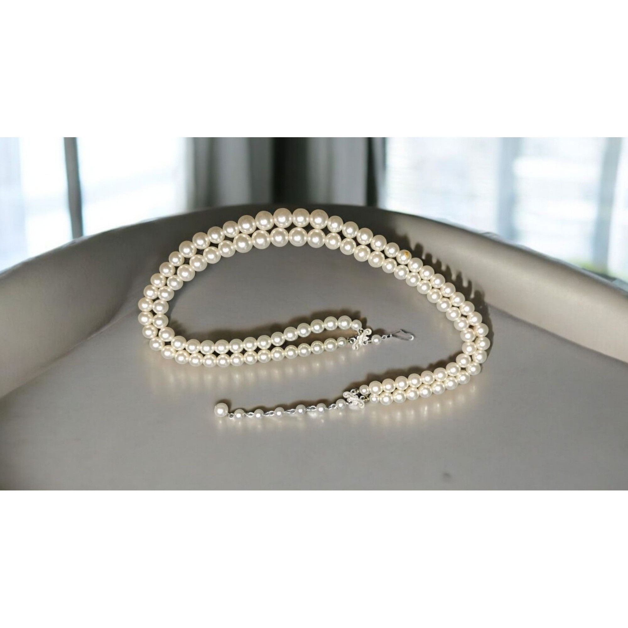 Vintage Vintage Double Strand Faux Pearl Necklace Eggshell Off White Size ONE SIZE - 20 Thumbnail