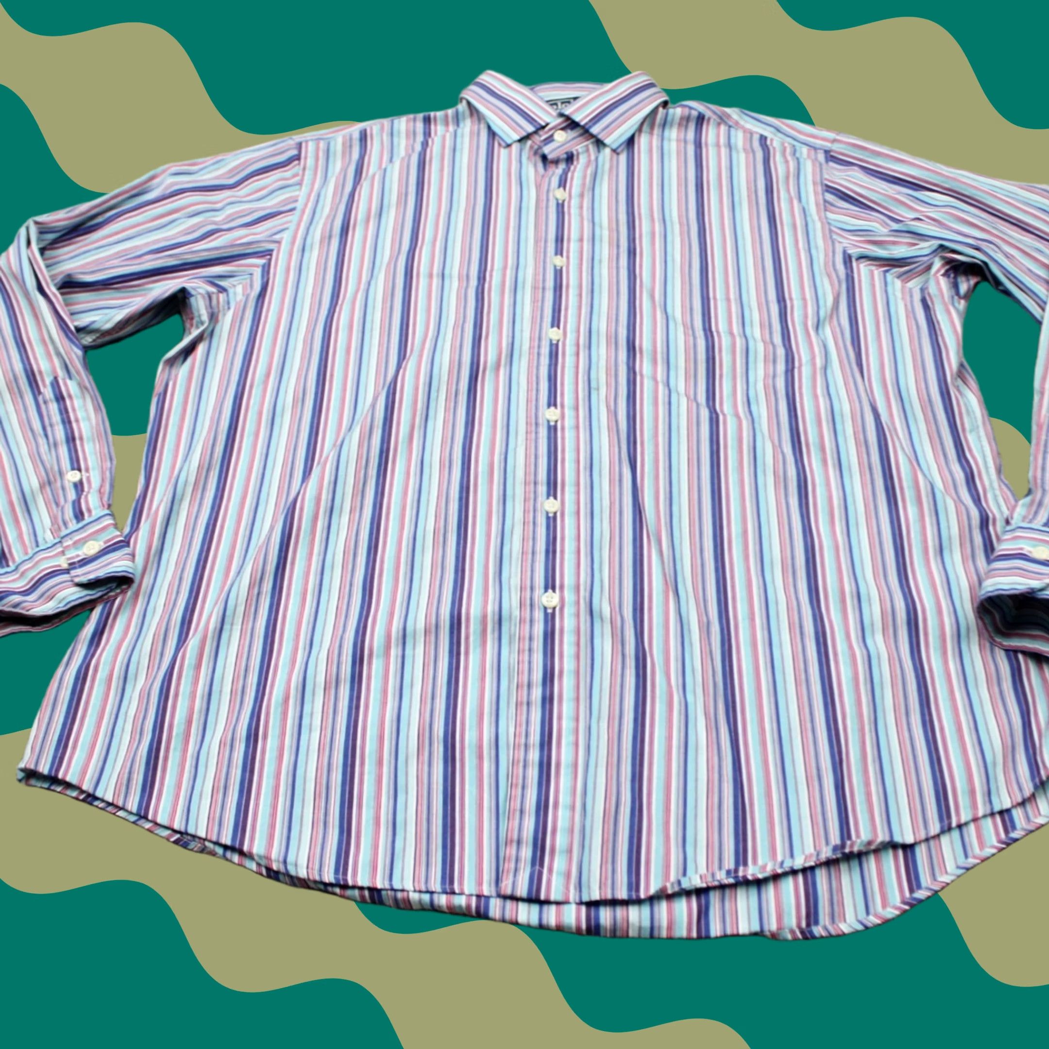 Polo Ralph Lauren Polo Ralph Lauren Dress Shirt Purple/Blue 17 1/2 36/37 Regular Long Sleeve Button Cuff Men’s 100% Cotton Casual Business Formal 90s Size 48R - 1 Thumbnail