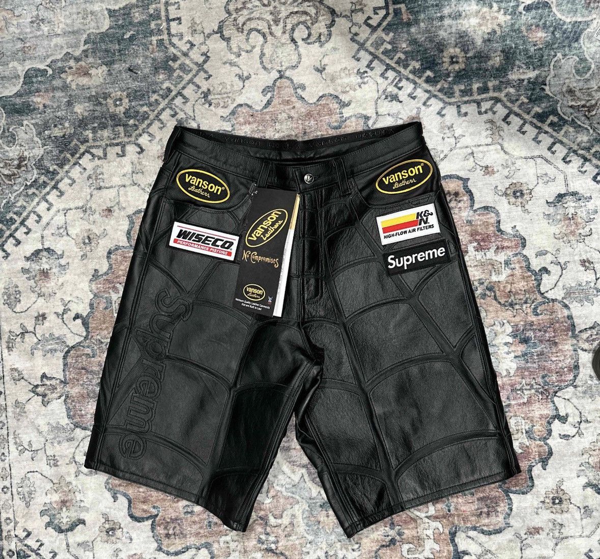 Supreme Supreme Black Leather Baggy shorts | Grailed