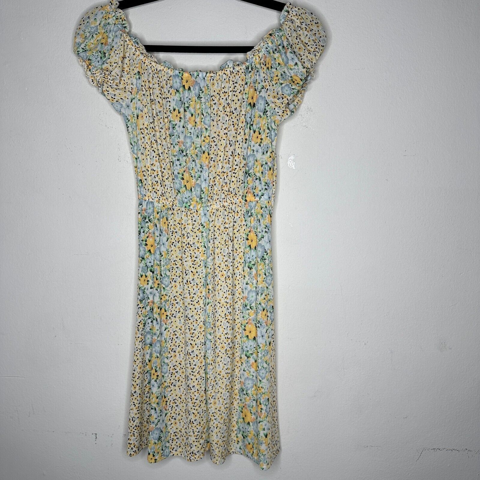 Topshop Topshop Yellow Multi Color Ditsy Floral Off Shoulder Mini 4 Size S / US 4 / IT 40 - 5 Thumbnail