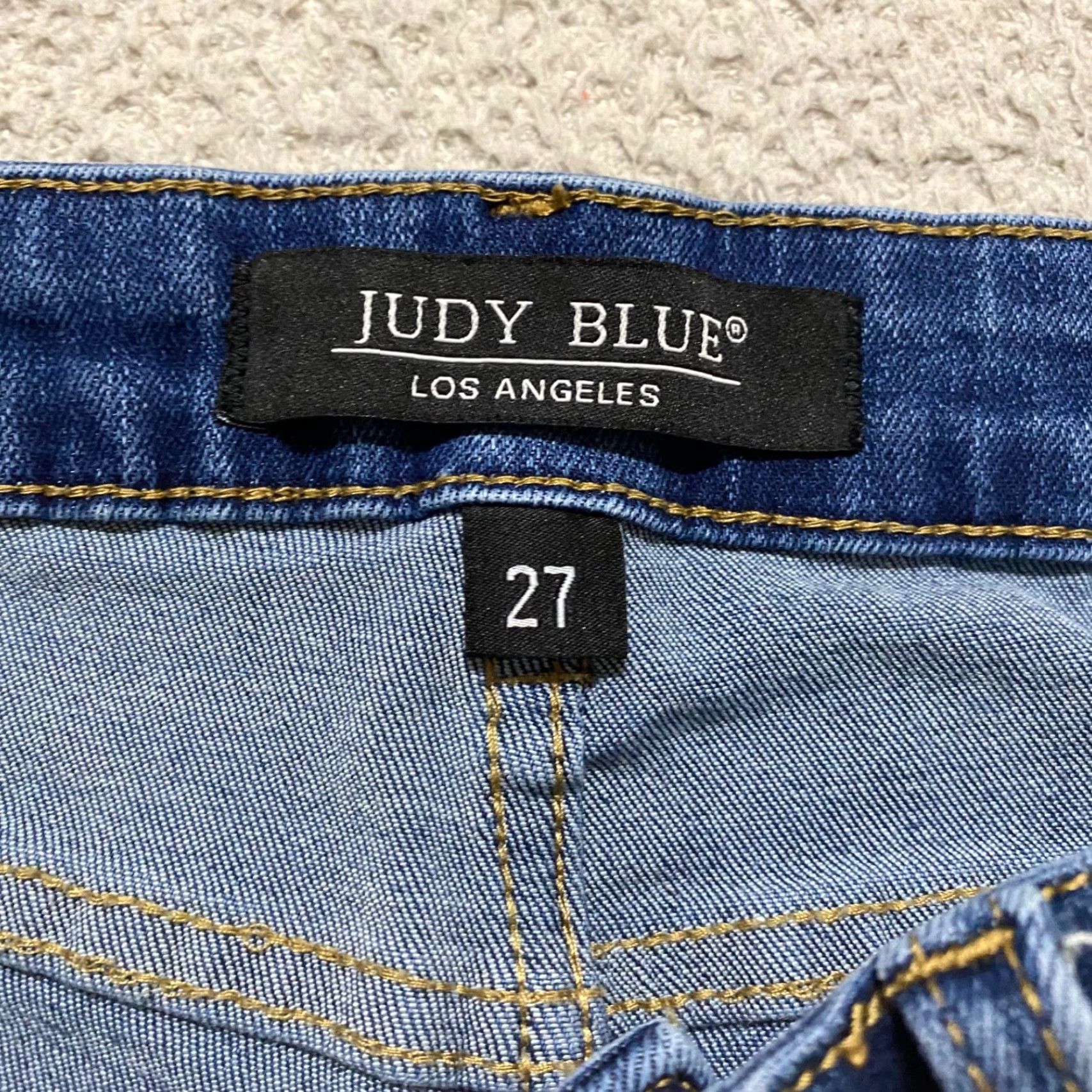 Denime Judy Blue Womens 27 Jeans Shorts Blue Denim Mid Rise Inseam 3" Distressed Casual Summer Everyday Regular Women Size 27" / US 4 / IT 40 - 3 Thumbnail