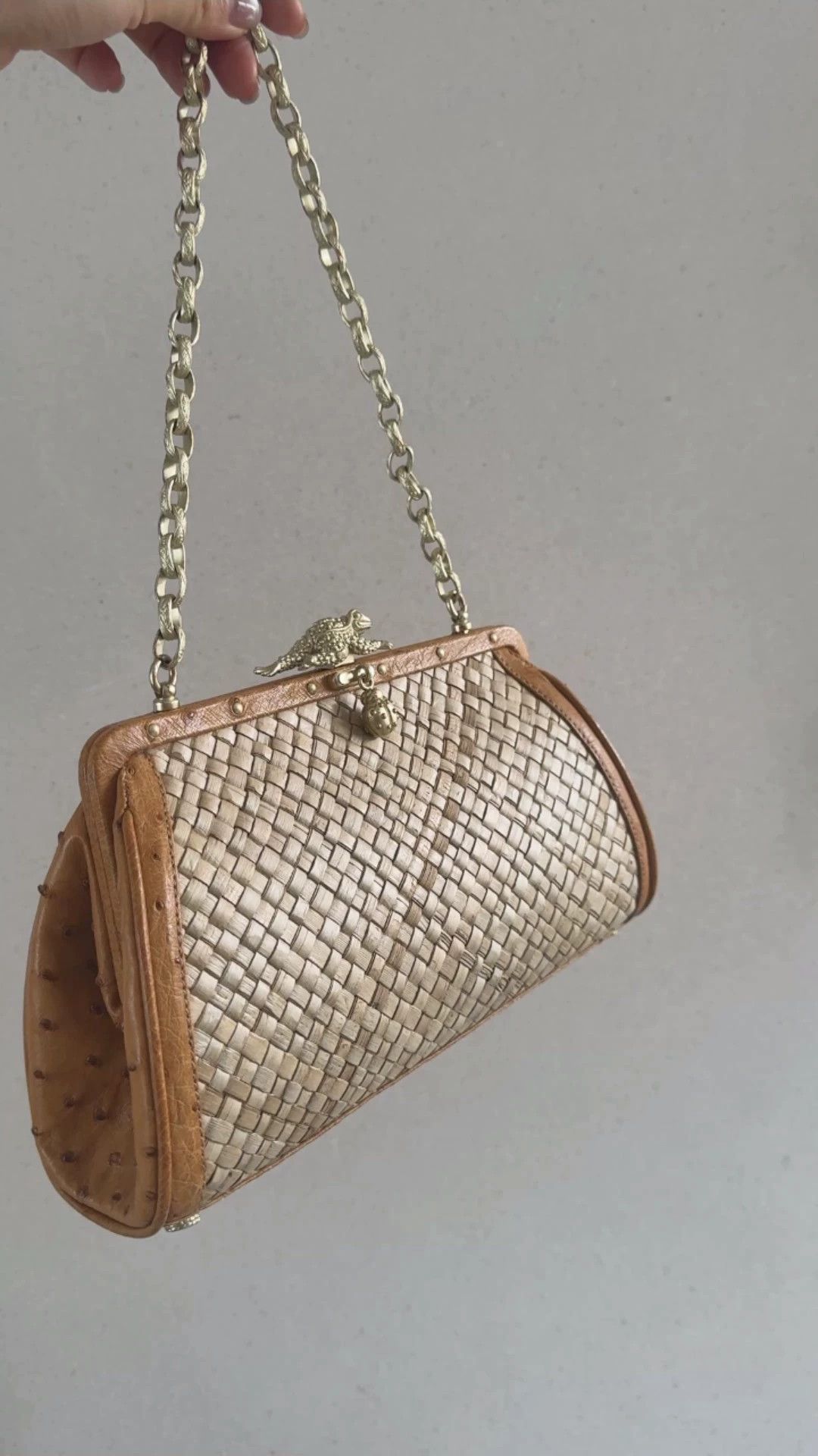 Other BKC 1990s Frog Ladybug Ostrich Straw Handbag Size ONE SIZE - 1 Thumbnail