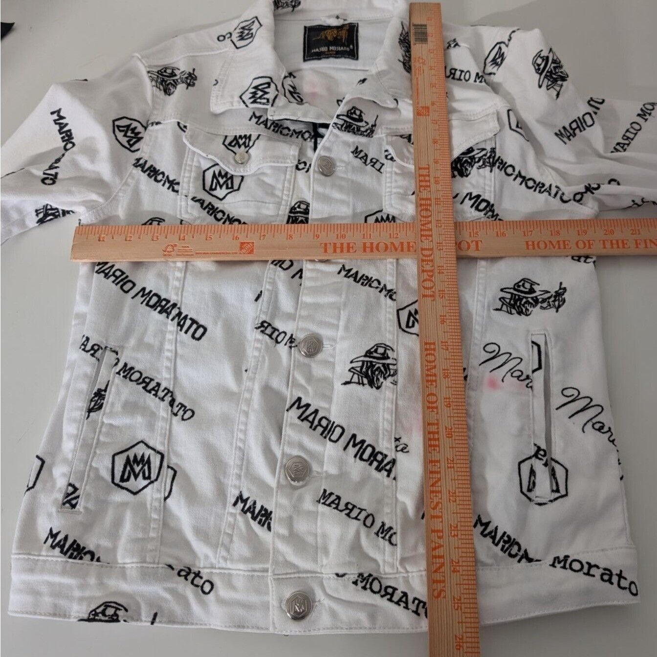 Designer Mario Morato Embroidered Denim Jacket Mens Size XL White Ski Size US XL / EU 56 / 4 - 14 Thumbnail