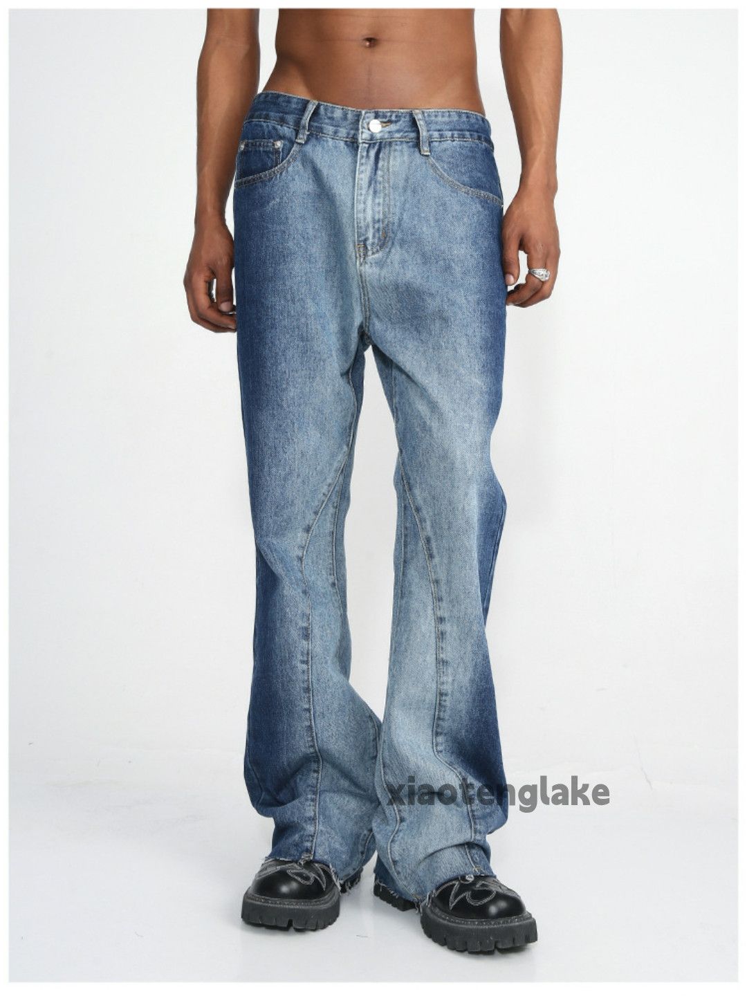 Jean × Vintage washed faded punk grunge tie dye grunge flared jeans Size US 32 / EU 48 - 1 Thumbnail