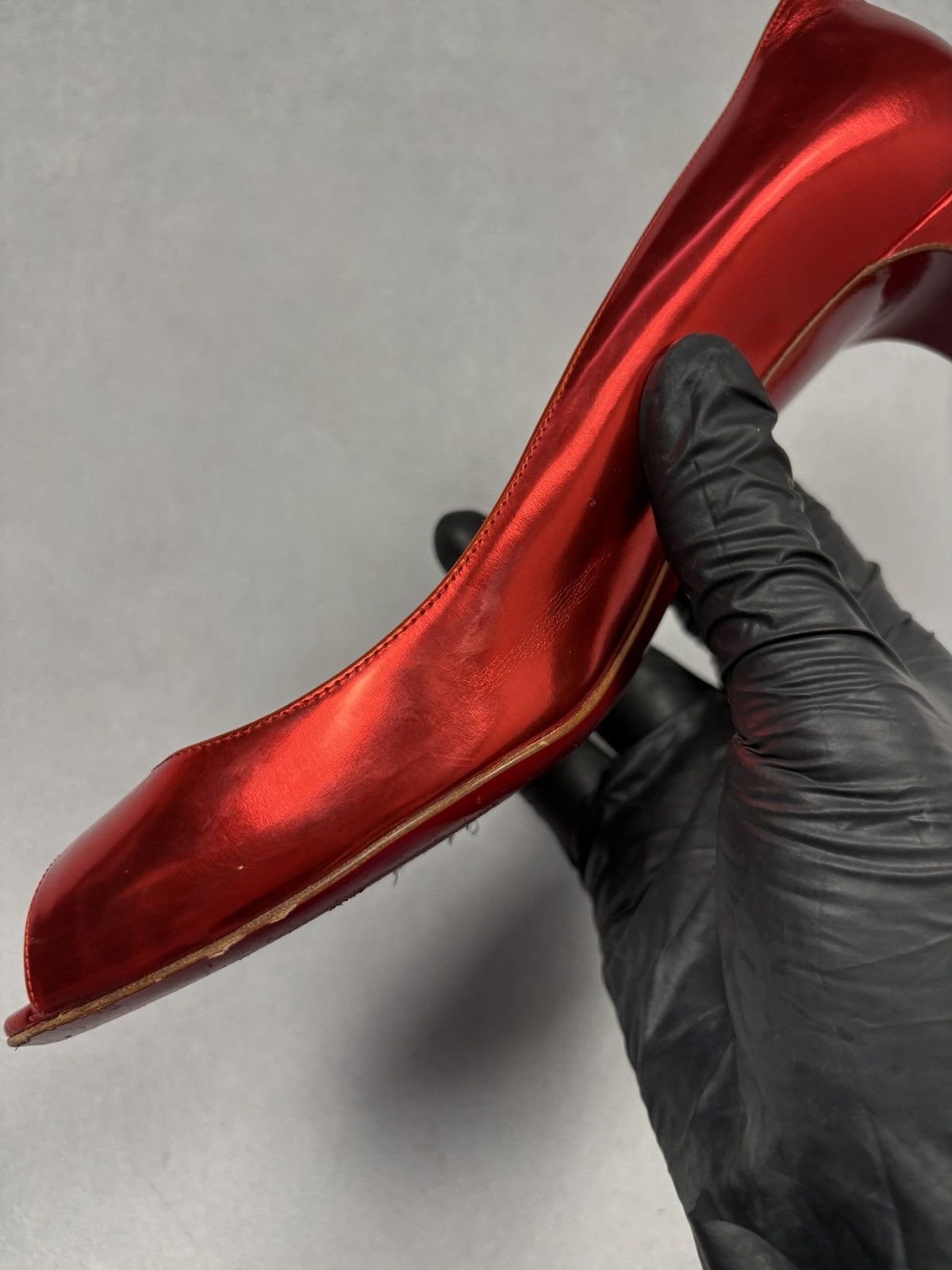 Christian Louboutin Christian Louboutin Red Metallic Peep Toe Heels Pumps Shoes Size US 9.5 / IT 39.5 - 19 Thumbnail