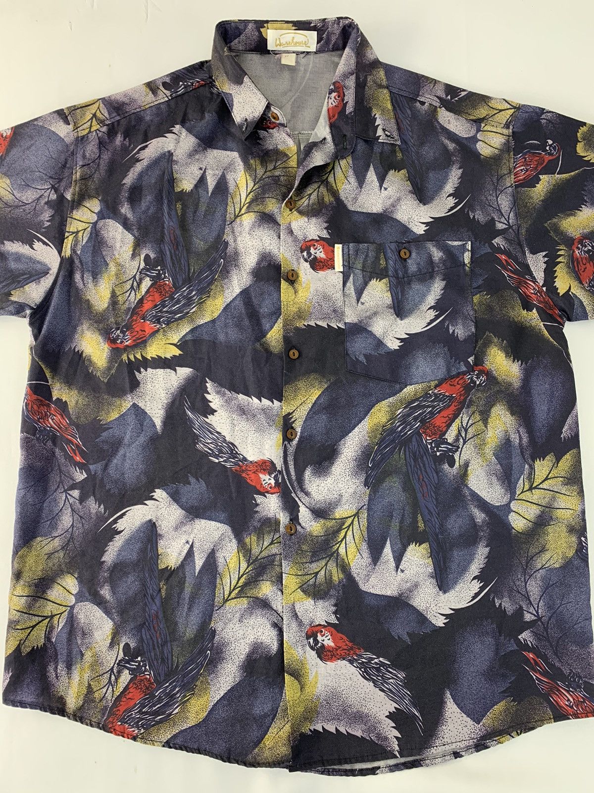 Japanese Brand 90s Warehouse Hawaii Button Up Shirt Parrot Bird Design Size US XL / EU 56 / 4 - 2 Thumbnail