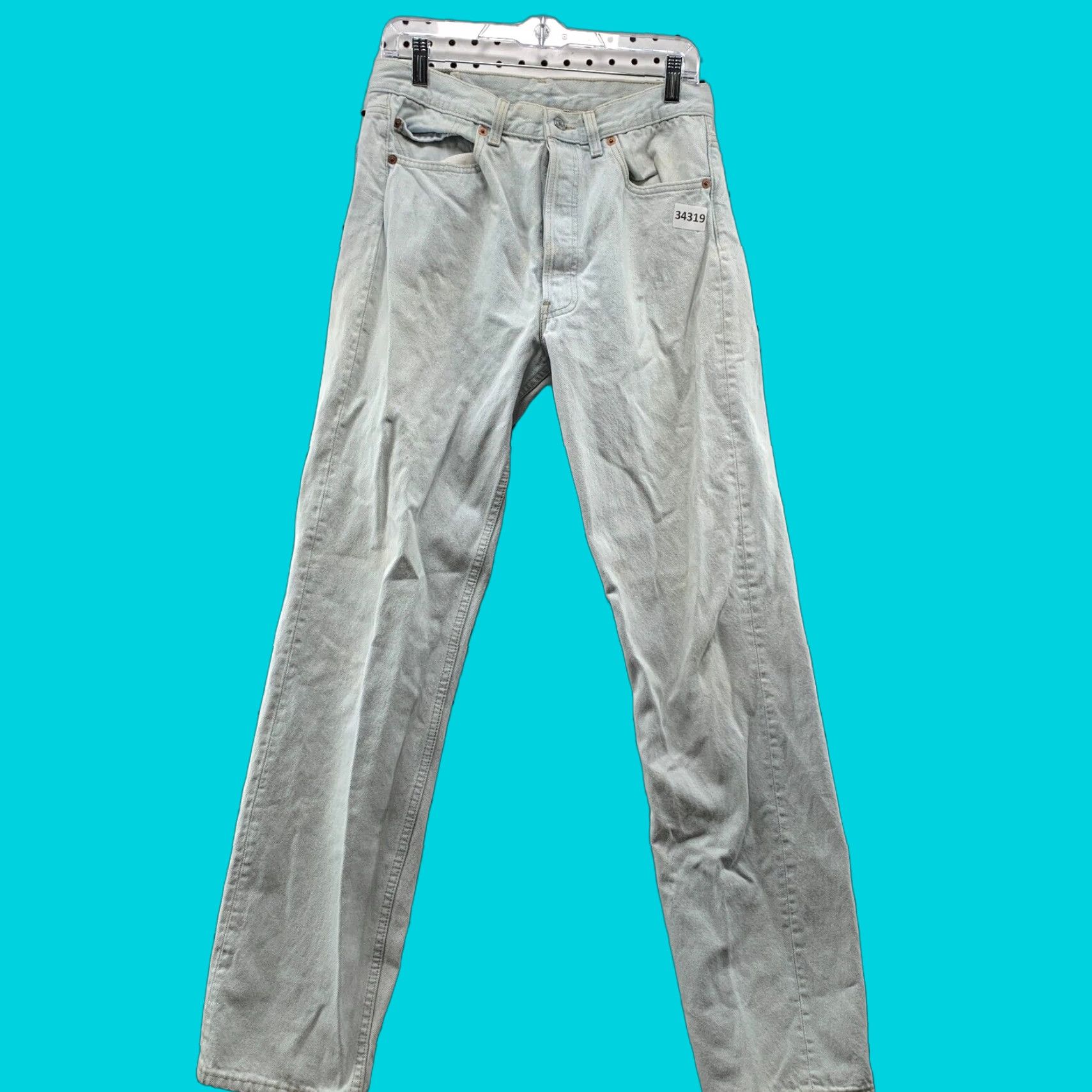 Levi's VINTAGE Levi's 501 Blue Denim Jeans 90s Light Wash Regular Fit 31x32 Made in USA Mens Size US 31 - 1 Thumbnail