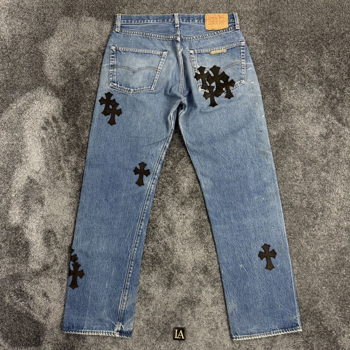 Chrome Hearts Chrome Hearts Levi’s 501 Cross Patch Denim Jeans Size US 33 - 2 Thumbnail