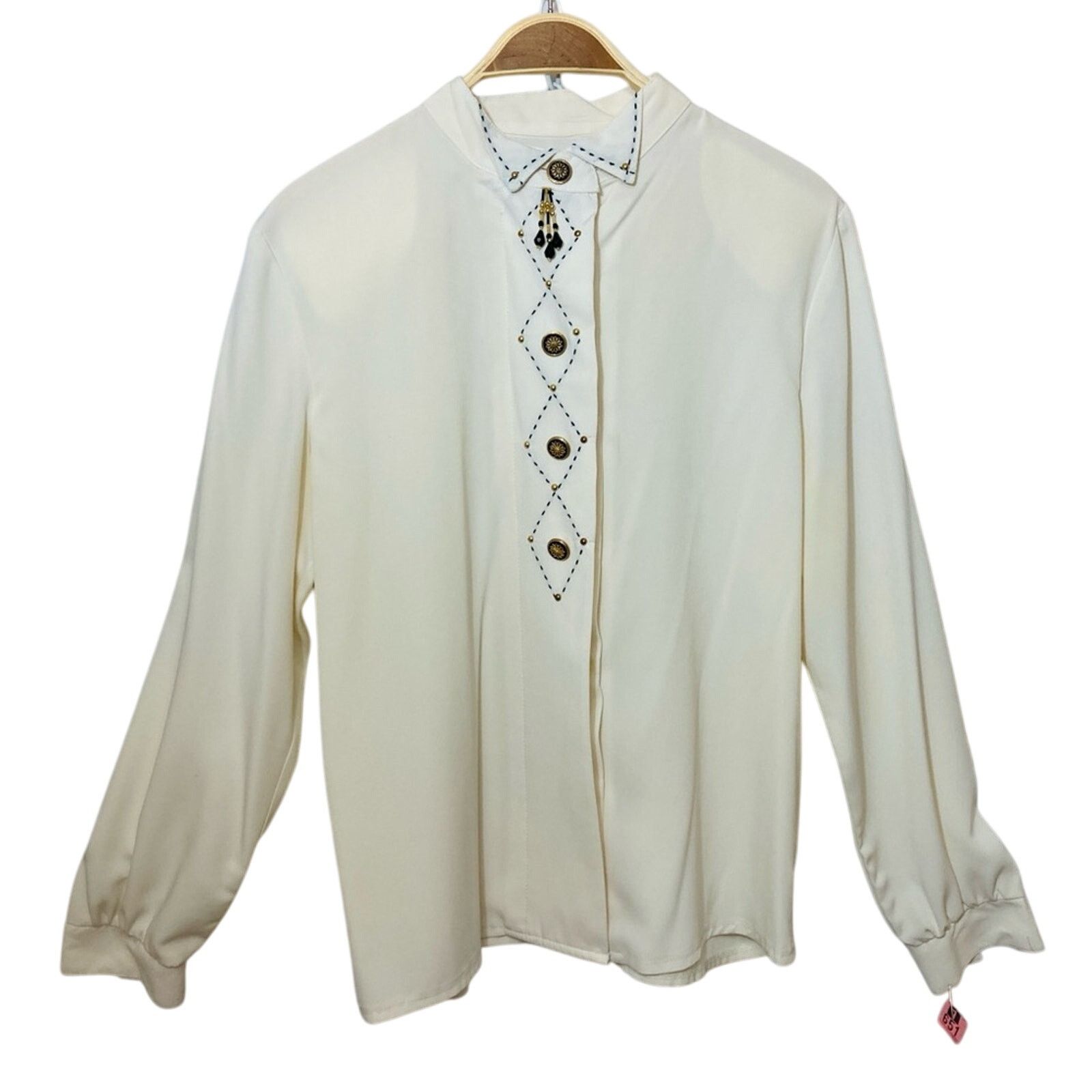Other Vintage Cream Lightweight Silk Discreet Button Blouse Top Size M / US 6-8 / IT 42-44 - 1 Thumbnail