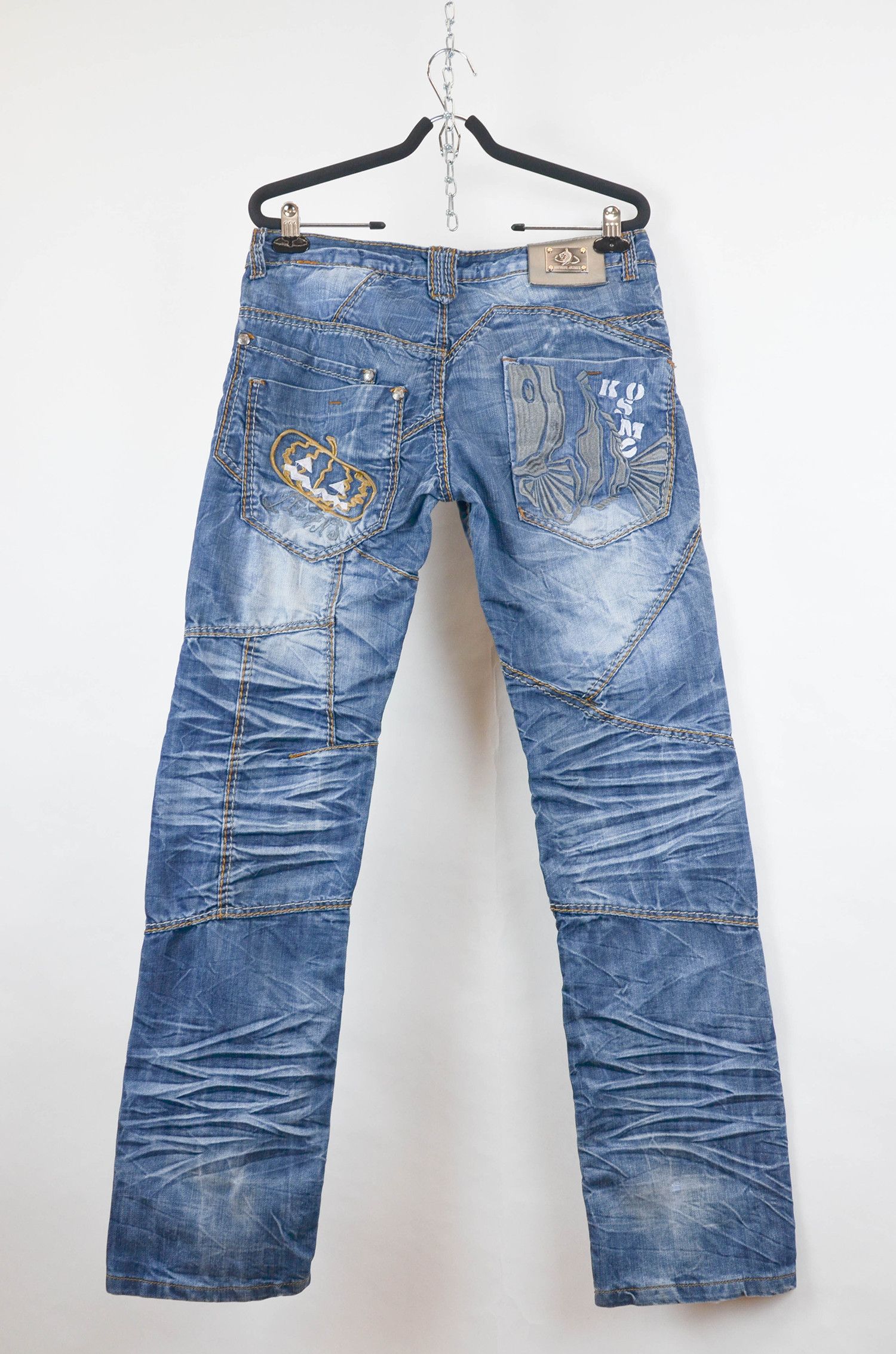 Japanese Brand Kosmo Lupo Y2K Distressed Panel Denim Jeans - Size 32 Size US 32 / EU 48 - 2 Thumbnail