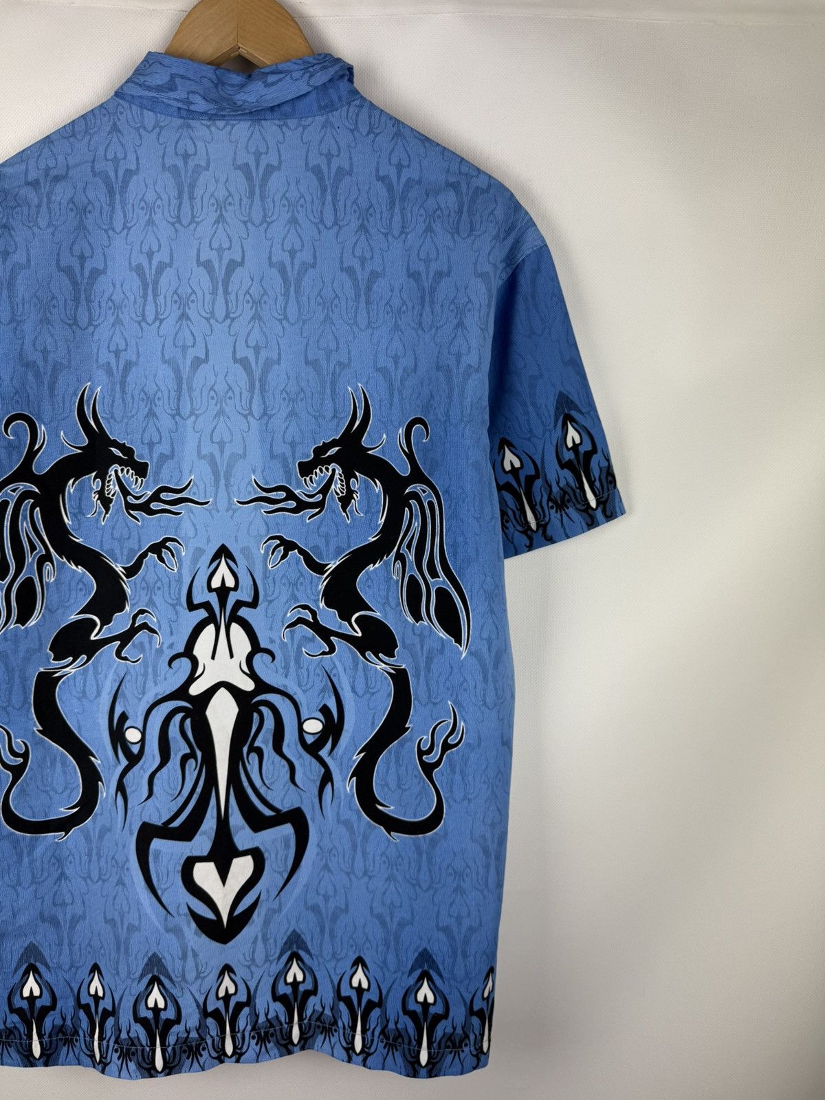 Other Fishbone Tribal Dragon Overprinted Y2K Crazy Button Up Shirt Size US L / EU 52-54 / 3 - 19 Thumbnail