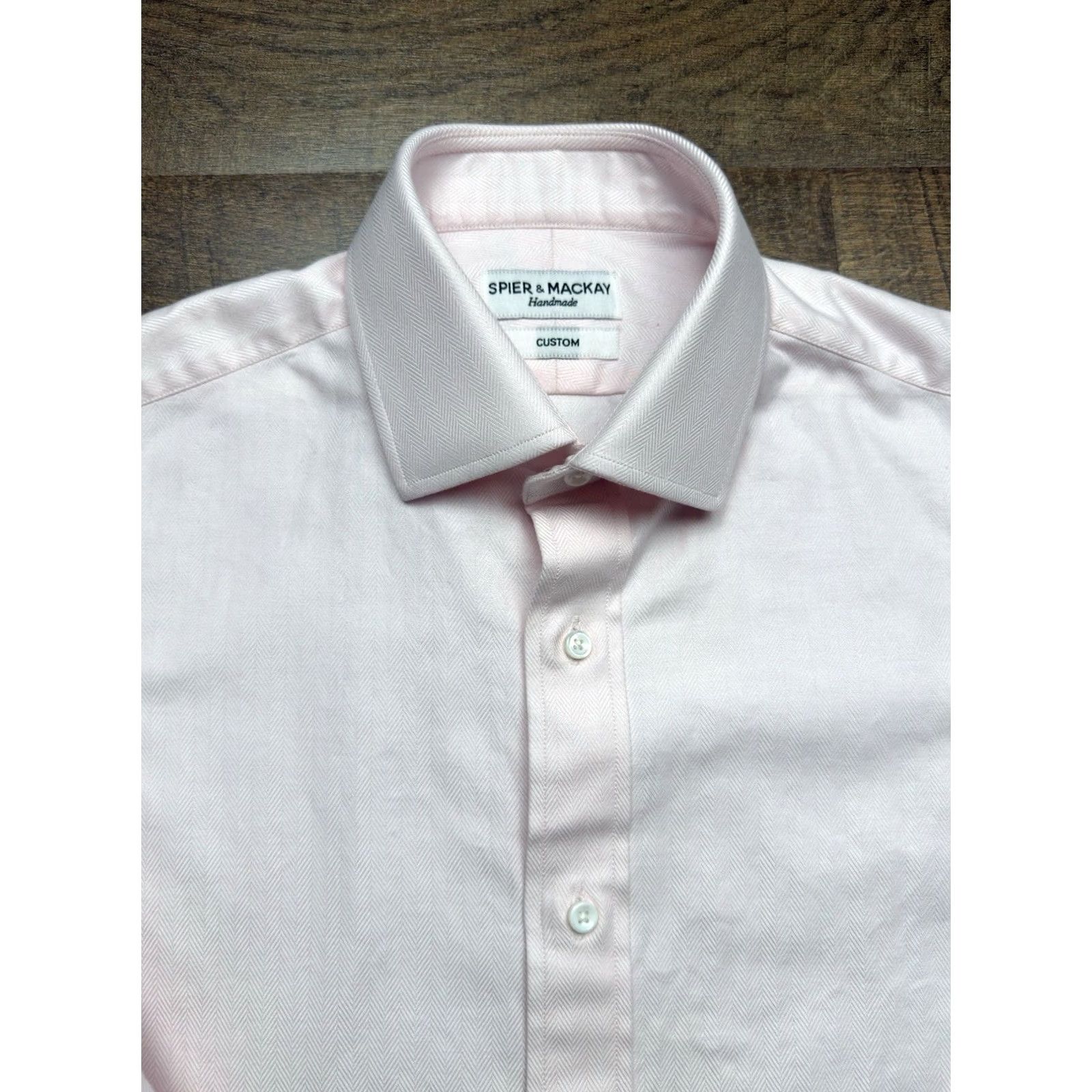 Pinko Spier & Mackay Dress Shirt Oxford Cotton Button Down 16-35 Pink Herringbone Long Sleeve 100% Cotton Mens Regular Size 16 Neck 16 in Size US L / EU 52-54 / 3 - 6 Thumbnail