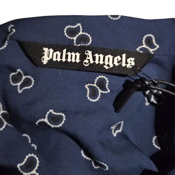 Palm Angels Long Sleeve Paisley Bowling Shirt in Navy Size US M / EU 48-50 / 2 - 6 Thumbnail