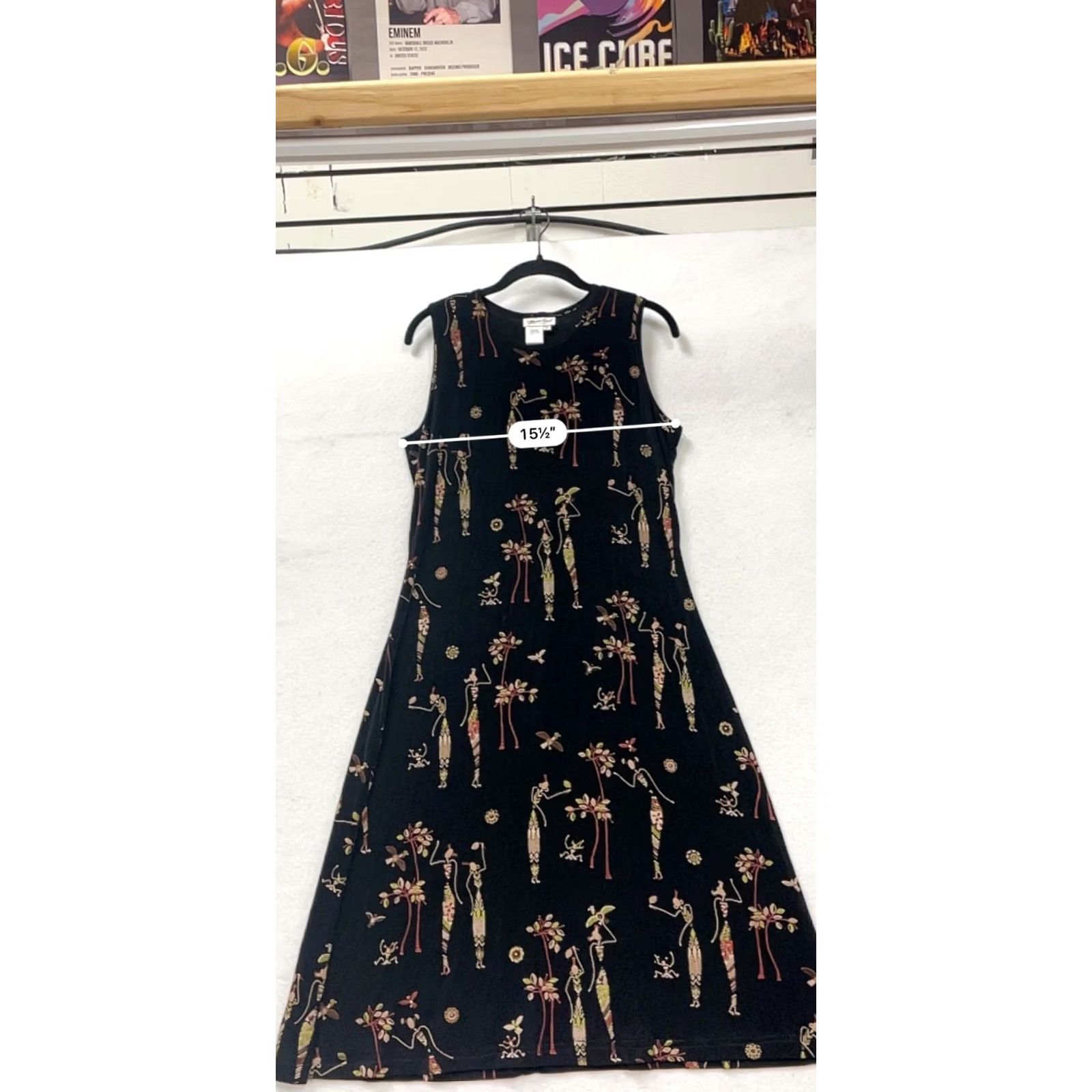 Coldwater Creek Coldwater Creek A-Line Dress M Womens Sleeveless African Print Cotton Spandex Black Midi Casual Vintage-Inspired 401A Seasons Spring Summer Fall Size M / US 6-8 / IT 42-44 - 8 Thumbnail