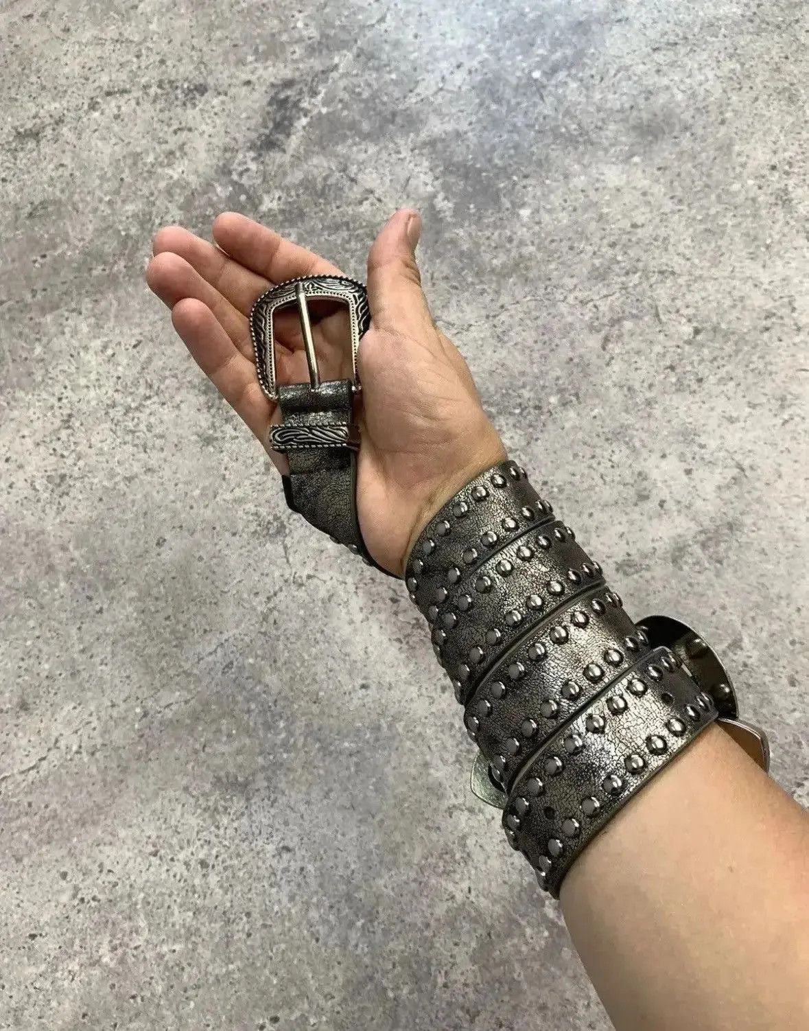 Japanese Brand × Vintage Vintage Belts Y2K Rhinestones Punk leather belt Japanese Size ONE SIZE - 5 Thumbnail