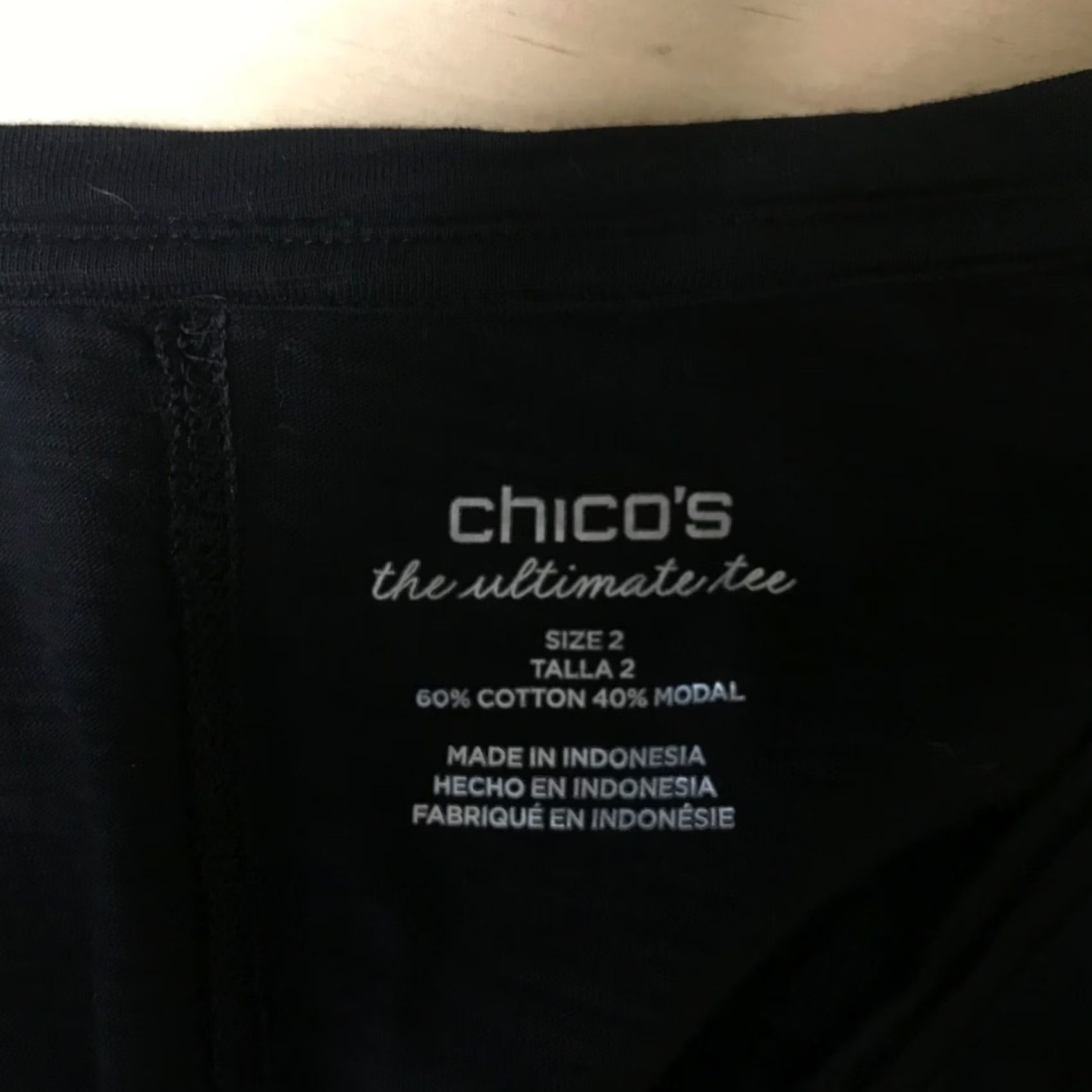Vintage CHICO'S Black V Neck Cotton Blend Top Shirt Womens 2 Size XS / US 0-2 / IT 36-38 - 7 Thumbnail