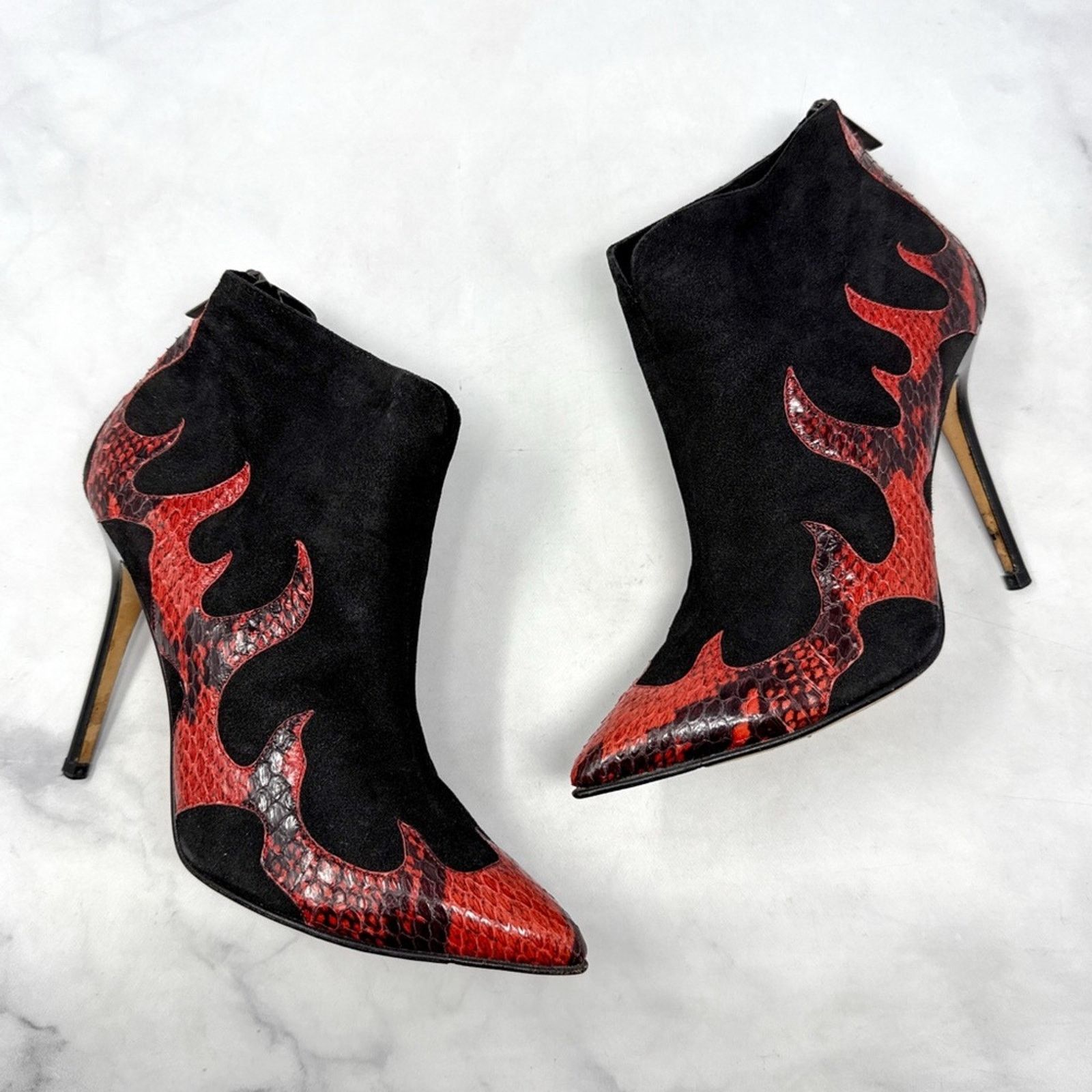 Jimmy Choo Jimmy Choo VTG Fire Flames Snakeskin Pointed Toe Ankle Boots Size US 5.5 / IT 35.5 - 1 Thumbnail
